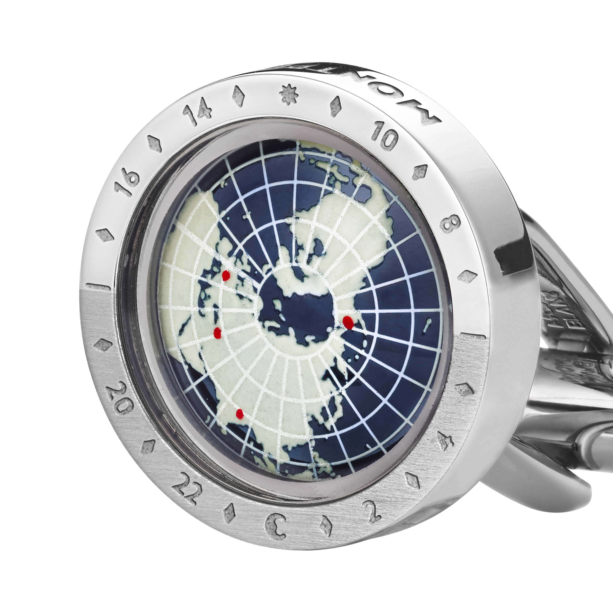  Montblanc - Boutons De Manchette Montblanc 1858 Geosphere - Acier Inoxydable - Mb126165 - Boutons De Manchette 