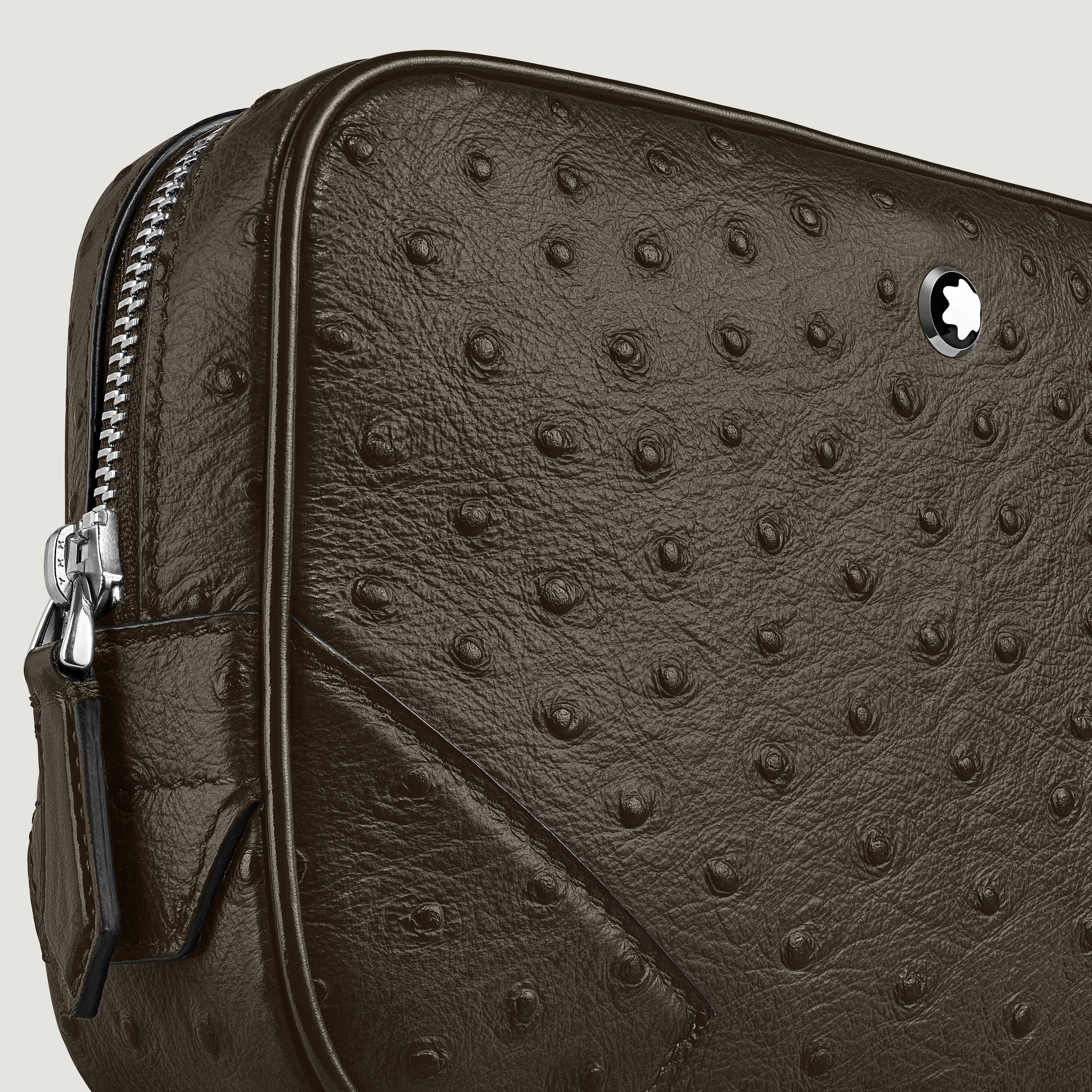  Montblanc - Mini Umhängetasche Aus Leder Mit Straußenprägung - Khaki - Leder - Mb220469 - Messenger Bags 