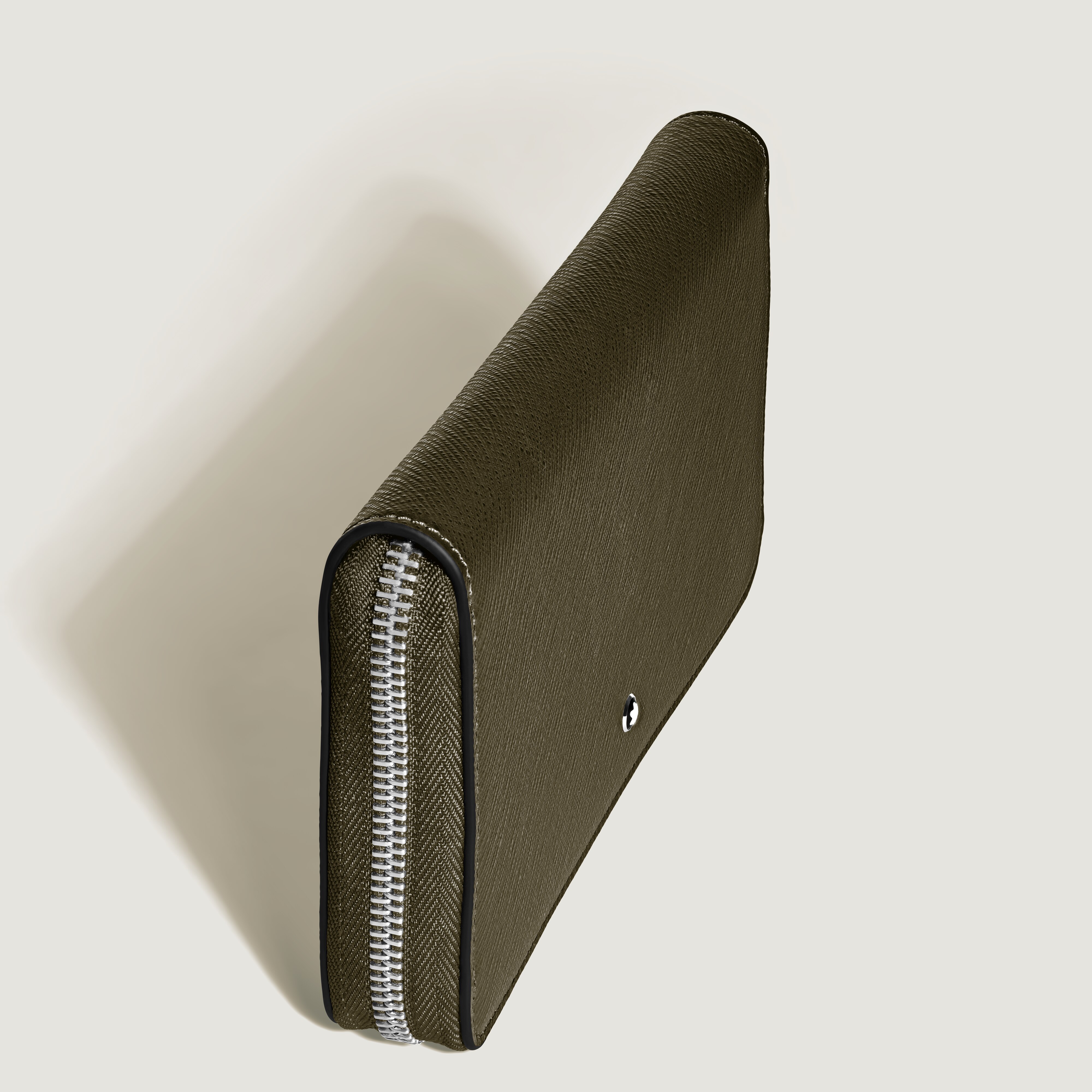  Montblanc - Continental-brieftasche 12 Cc Mit Reißverschluss Aus Hochwertigem Leder - Khaki - Leder - Mb221506 - Brieftaschen 