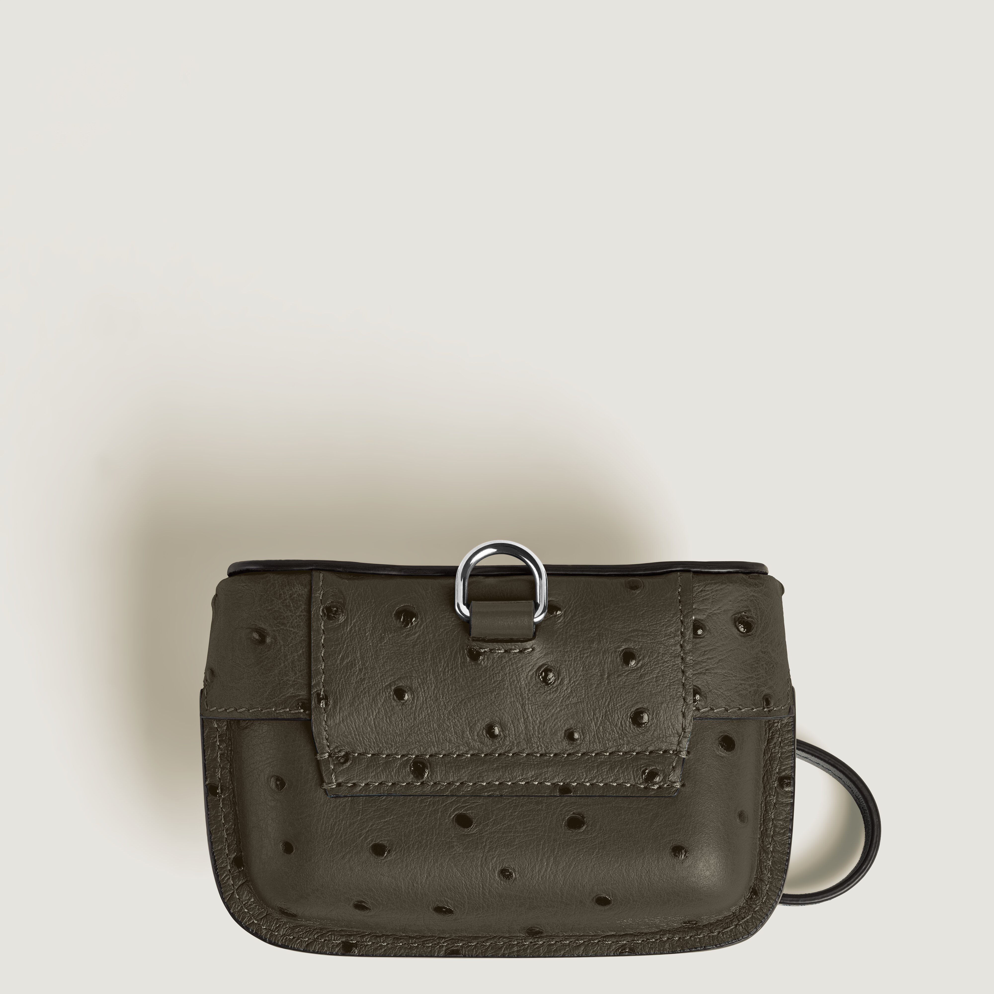  Montblanc - Custodia Per Accessori Con Tracolla In Pelle Stampata Struzzo - Kaki - Pellame - Mb220476 - Accessori Per Borse 