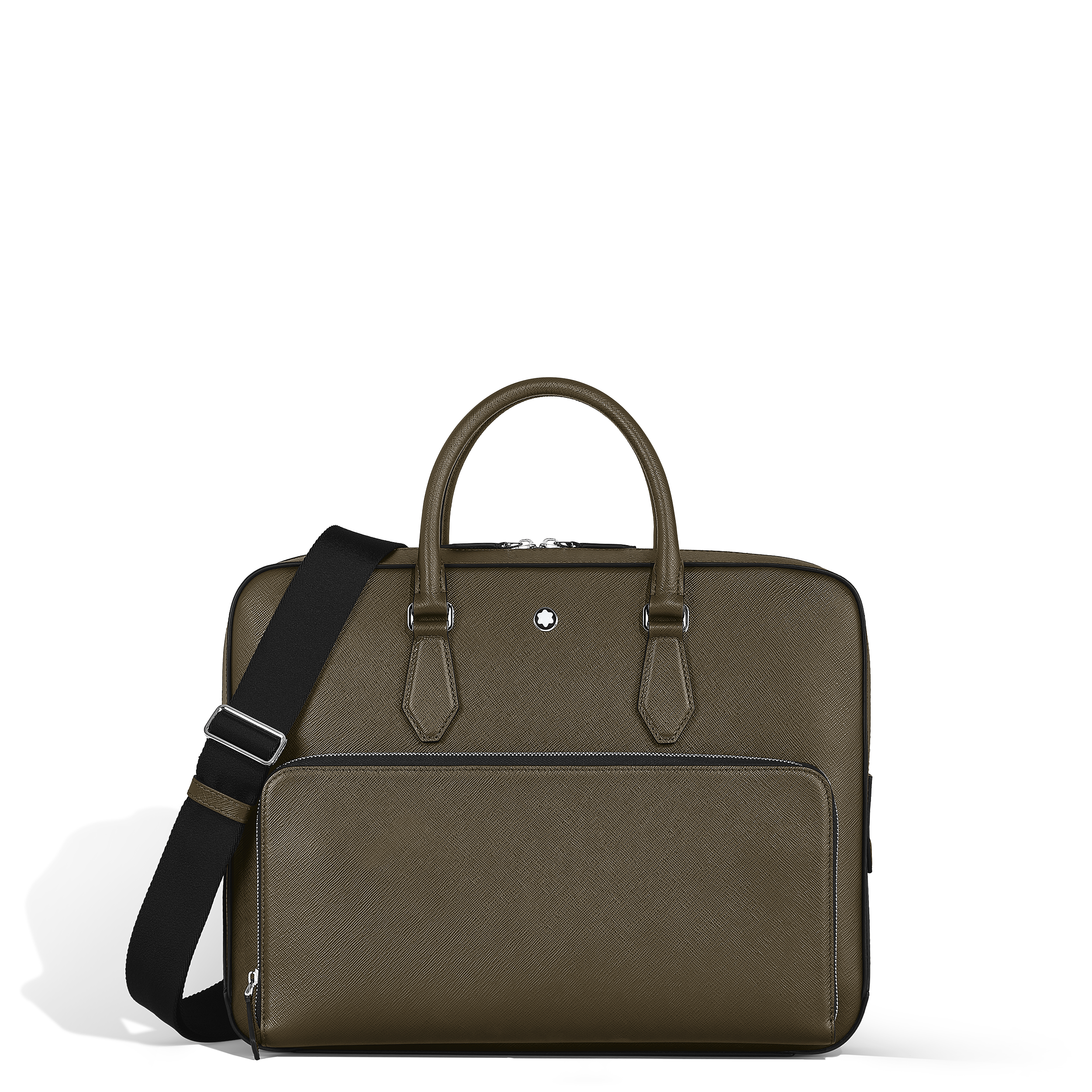 Montblanc - Medium Briefcase With Pocket In Sartorial Leather - Leather - Mb221546 - Document Cases   Khaki