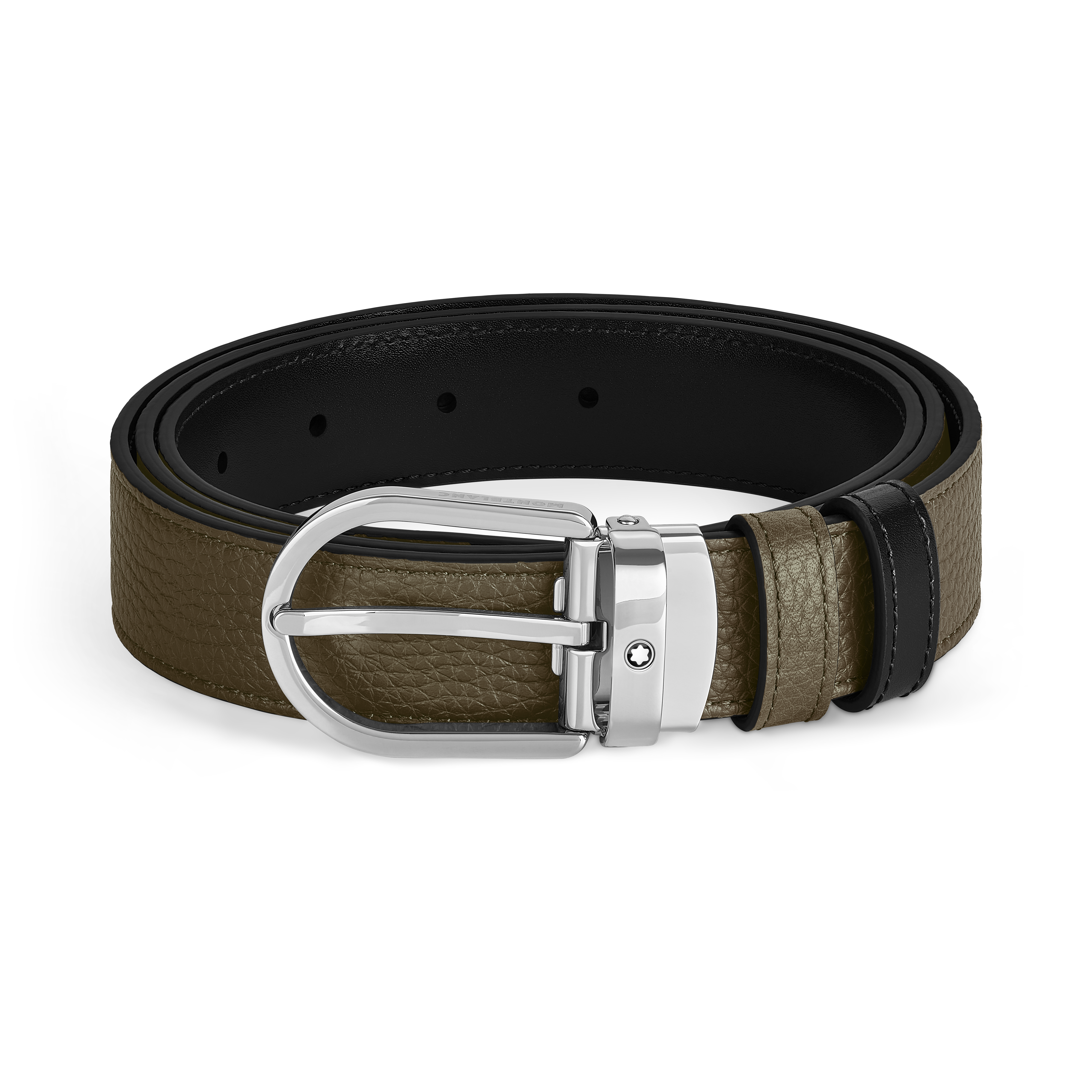 Montblanc - Horseshoe 30 Mm Reversible Belt In Leather - Mb198449 - Belts Men's Grain