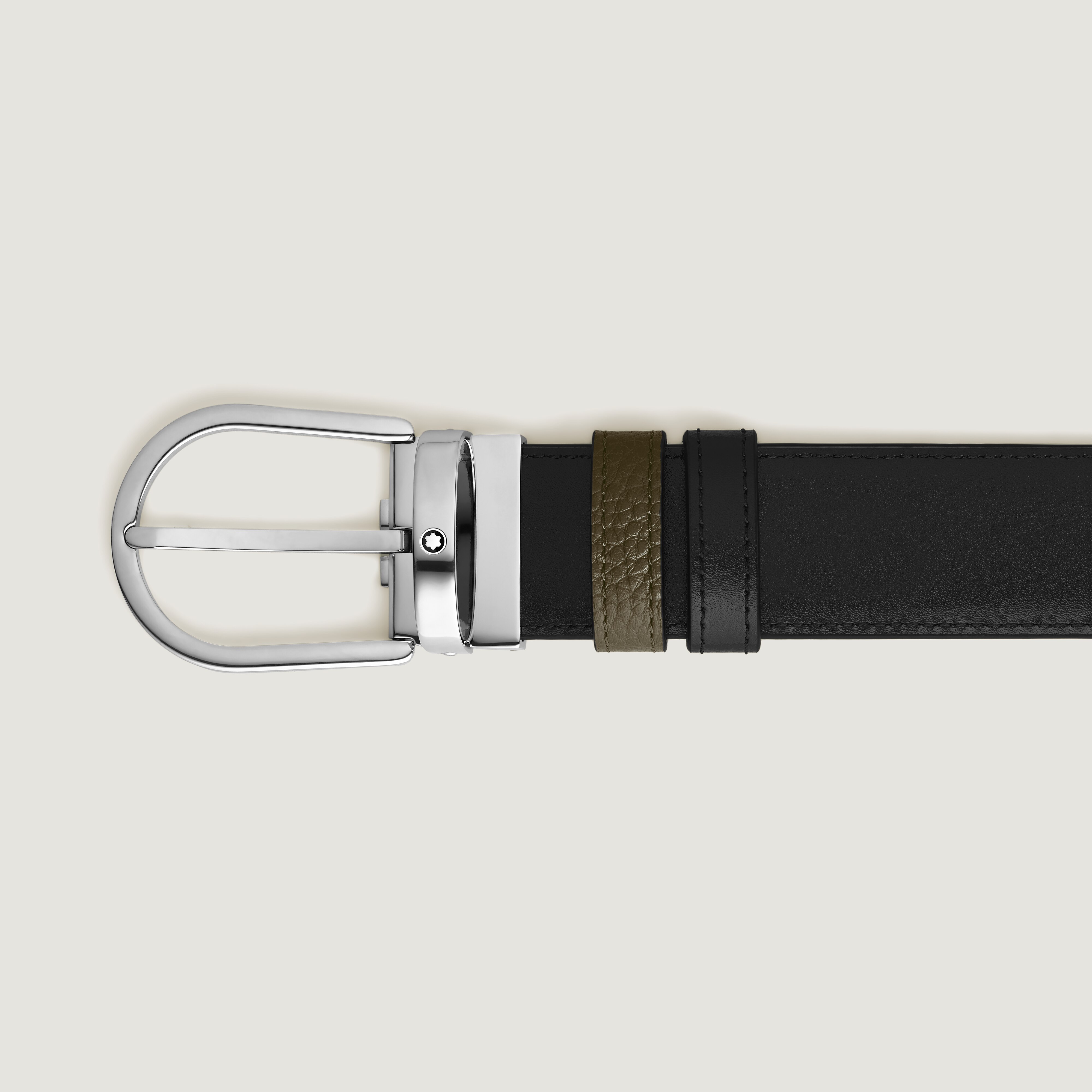 Montblanc - Wendbarer Gürtel Mit Hufeisenförmiger Schließe 35 Mm Aus Grain-leder - Mb198451 - Gürtel 