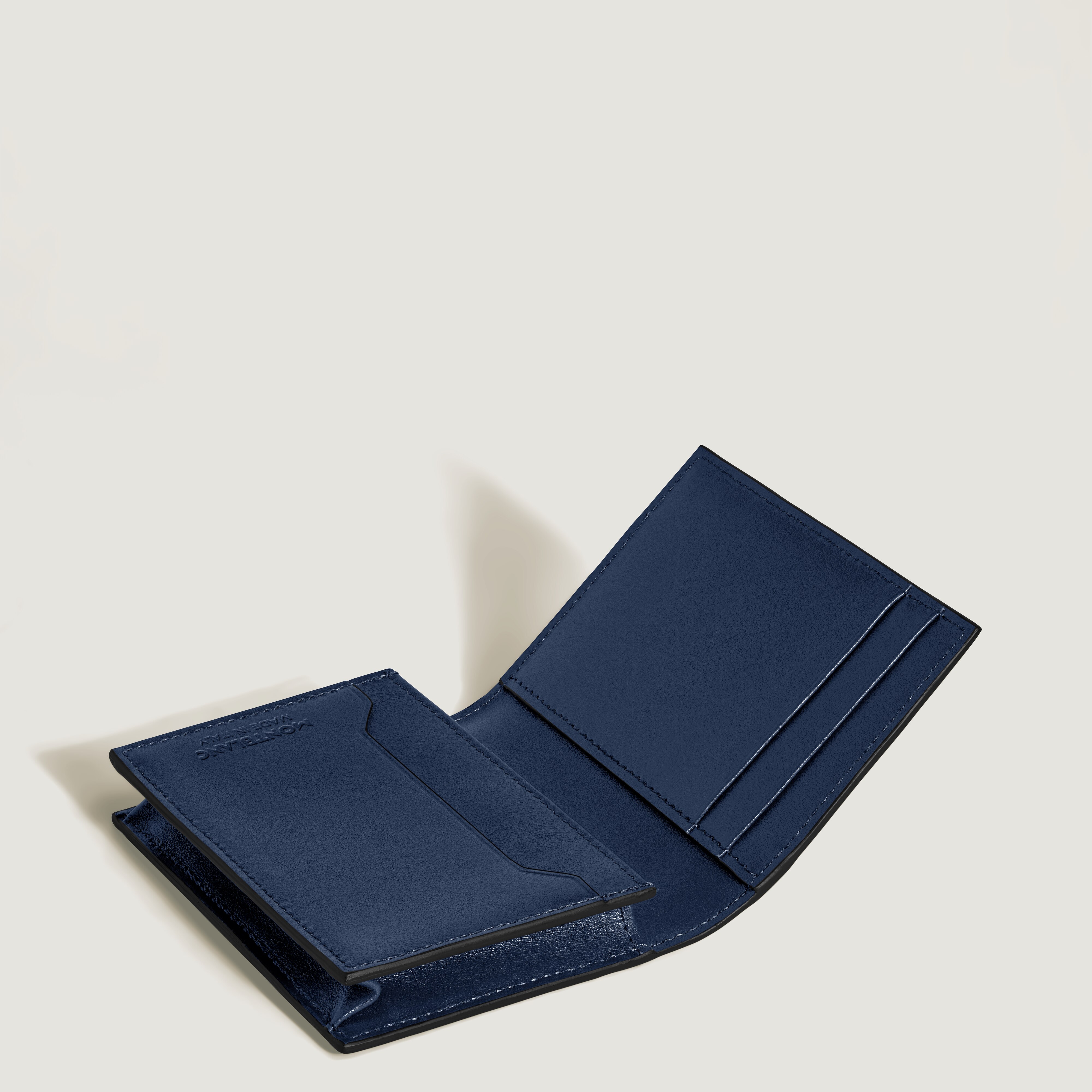  Montblanc - Porte-cartes 4cc En Cuir Meisterstück - Ink Blue / Noir - Cuir - Mb221304 - Porte-cartes 