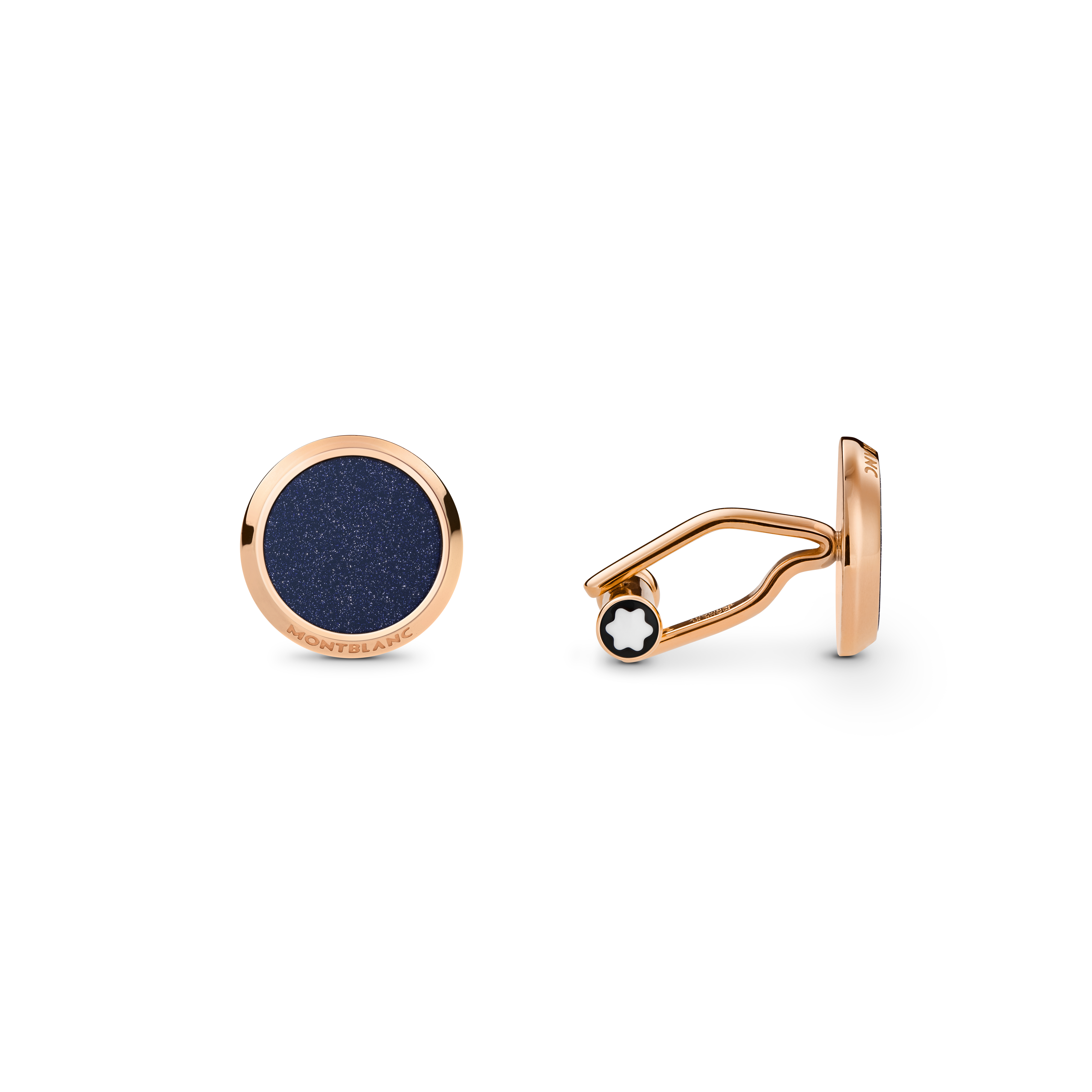  Montblanc - Gemelli Meisterstück Con Inserti In Pietra Del Sole Blu - Acciaio Pregiato - Mb112908 - Gemelli 