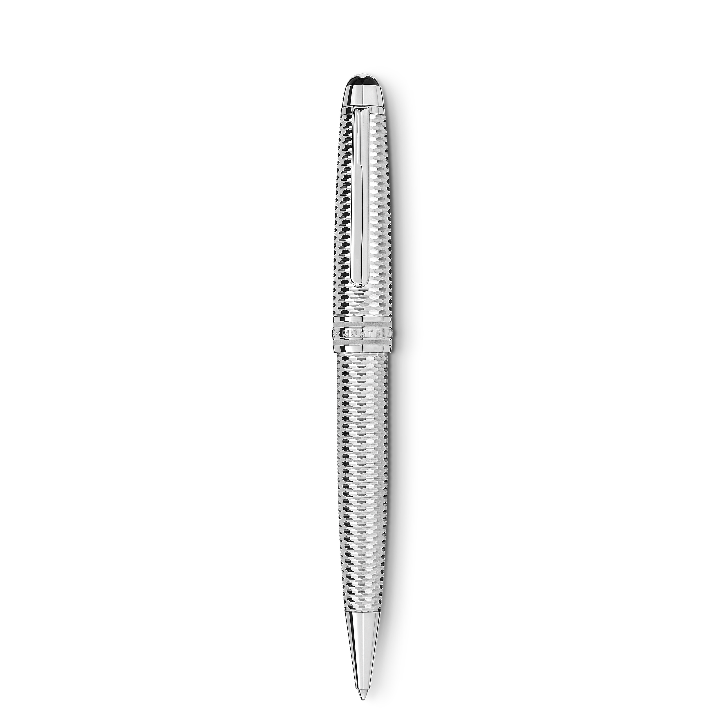 Montblanc - Meisterstück Geometry Solitaire Midsize Ballpoint - Metal - Mb132130 - Ballpoints   Platinum