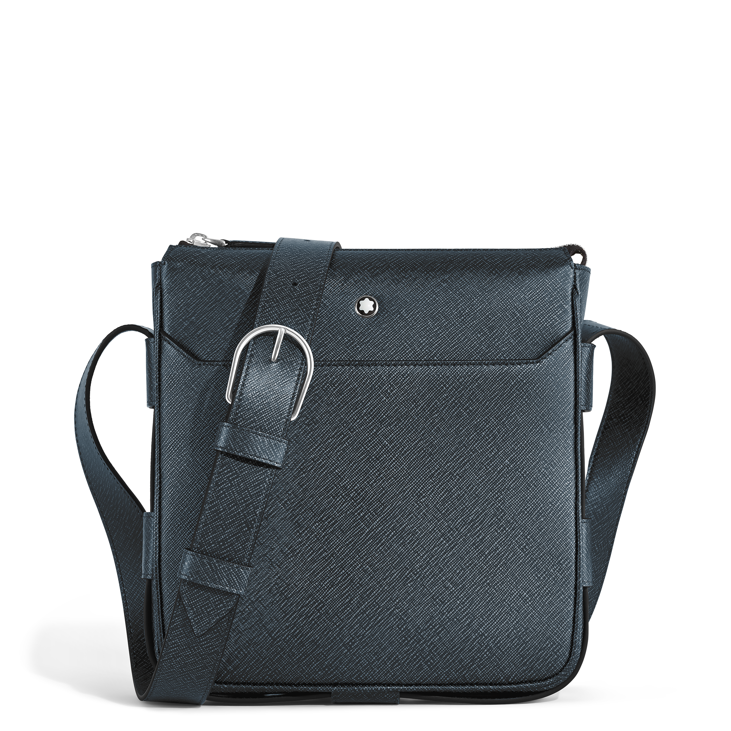 Montblanc - Vertical Belt Messenger Bag In Sartorial Leather - Leather - Mb222459 - Messengers   Tweed Blue