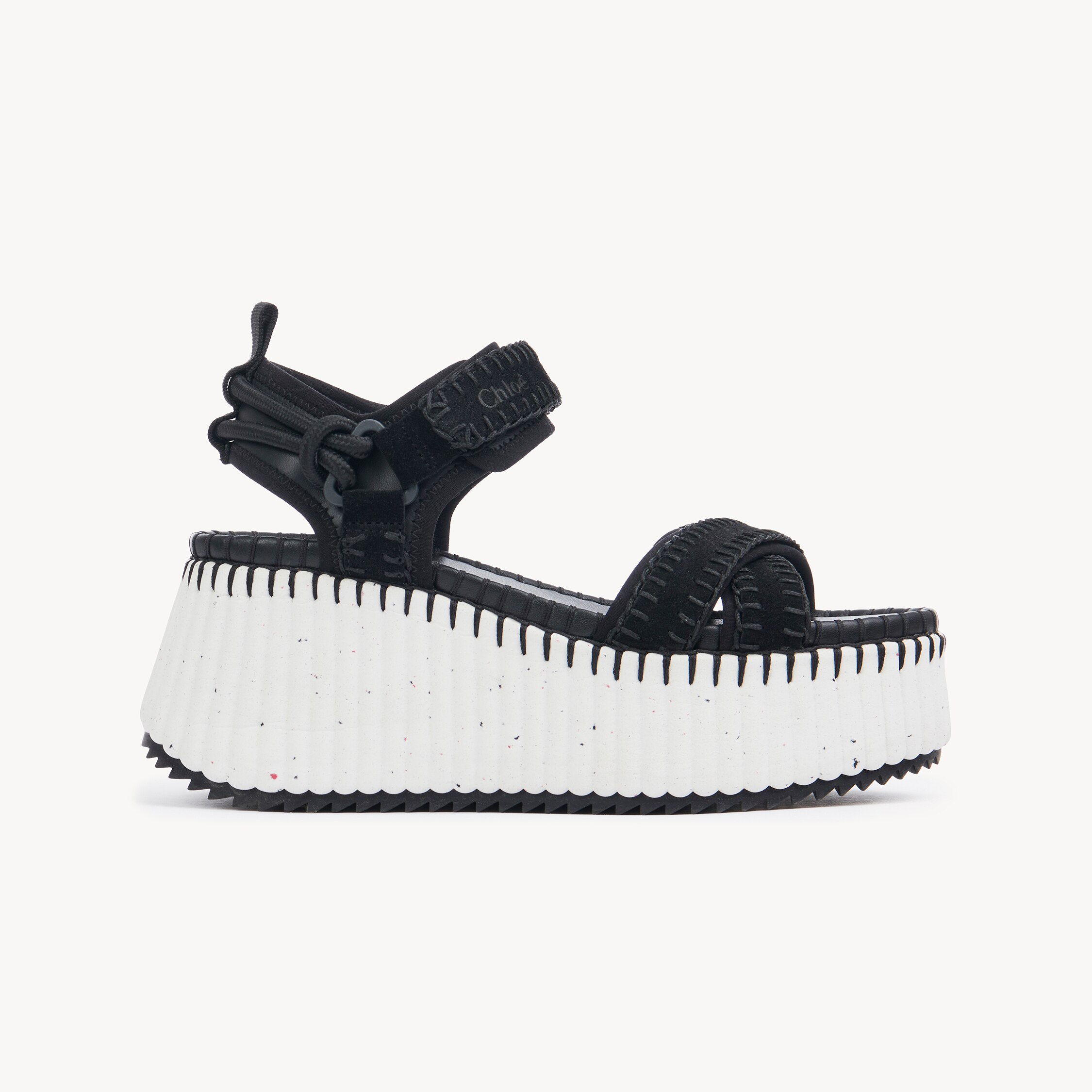 Chloé Nama Stitch Ankle-strap Flatform Sandals In Black