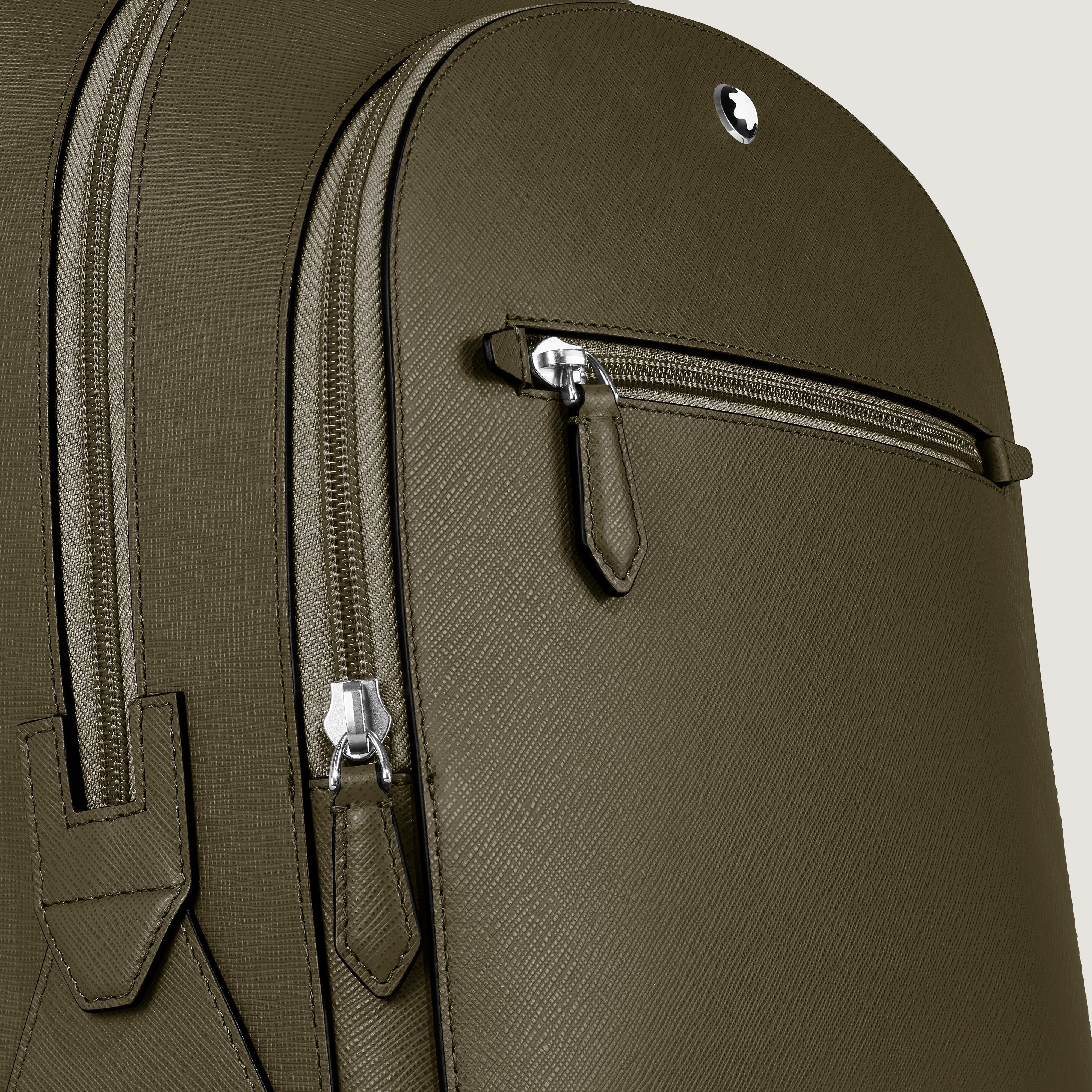  Montblanc - Mittelgroßer Rucksack Mit 3 Fächern Aus Sartorial Leder - Khaki - Leder - Mb221542 - Rucksäcke 