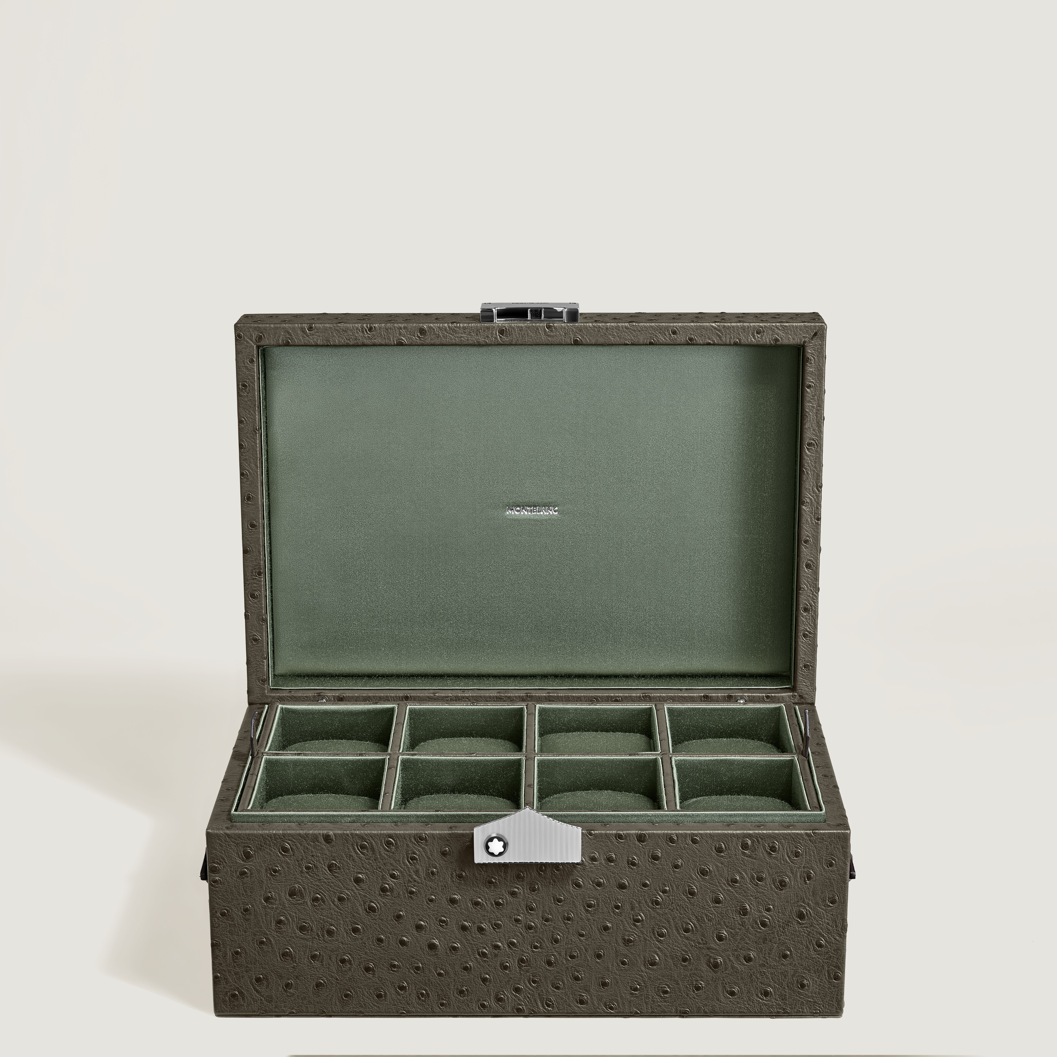  Montblanc - Sammler-box Für Uhren Aus Leder Mit Straußenprägung - Khaki - Leder - Mb136554 - Sammlerboxen 