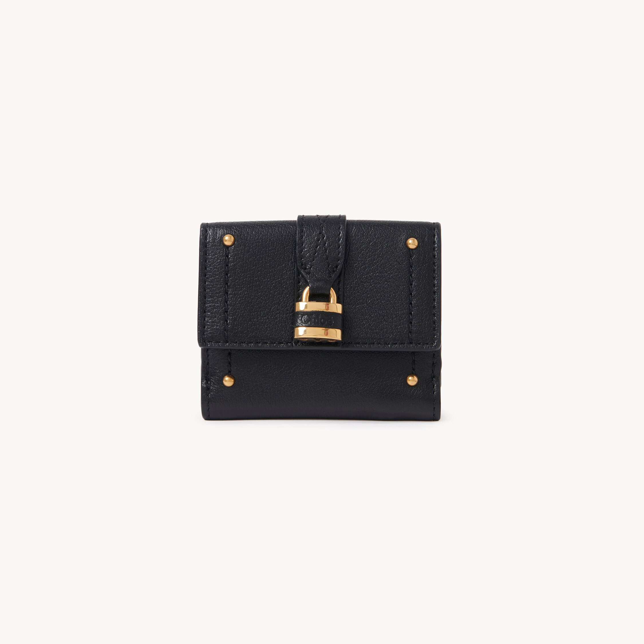 Chloé Mini Paddington Tri-fold In Grained Leather In Black