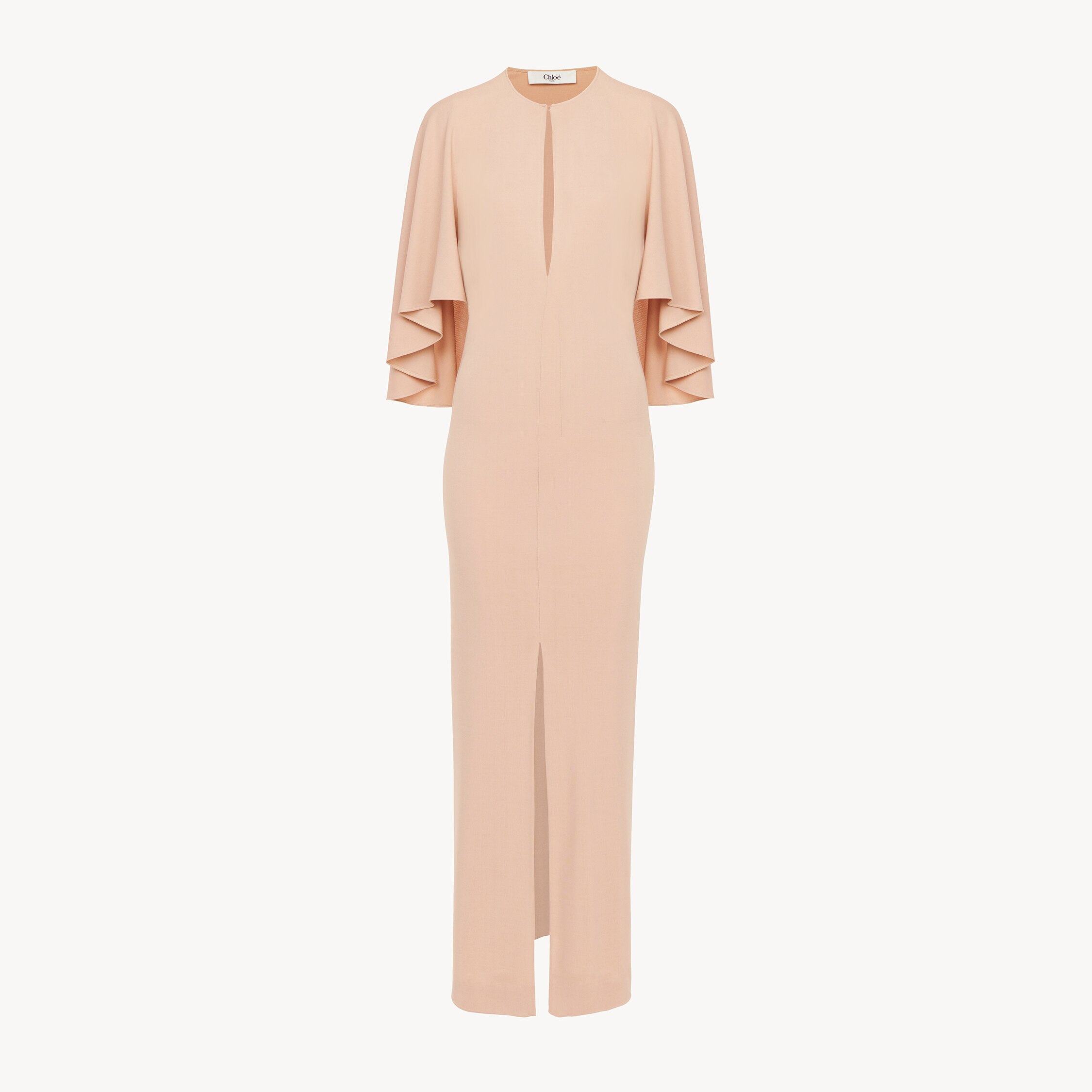Chloé Long Cape Dress In Crêpe Jersey In Pink