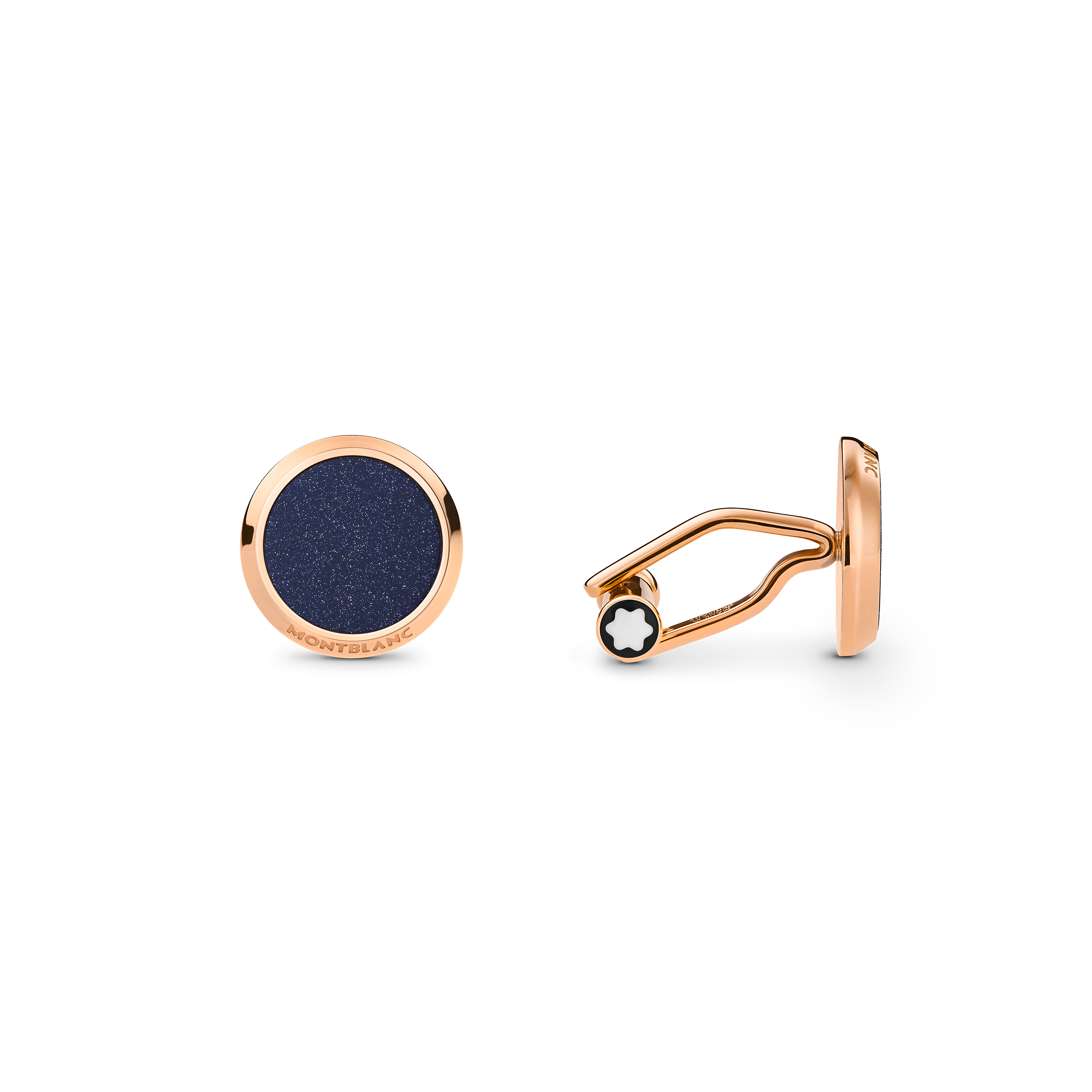  Montblanc - Gemelli Meisterstück Con Inserti In Pietra Del Sole Blu - Acciaio Pregiato - Mb112908 - Gemelli 