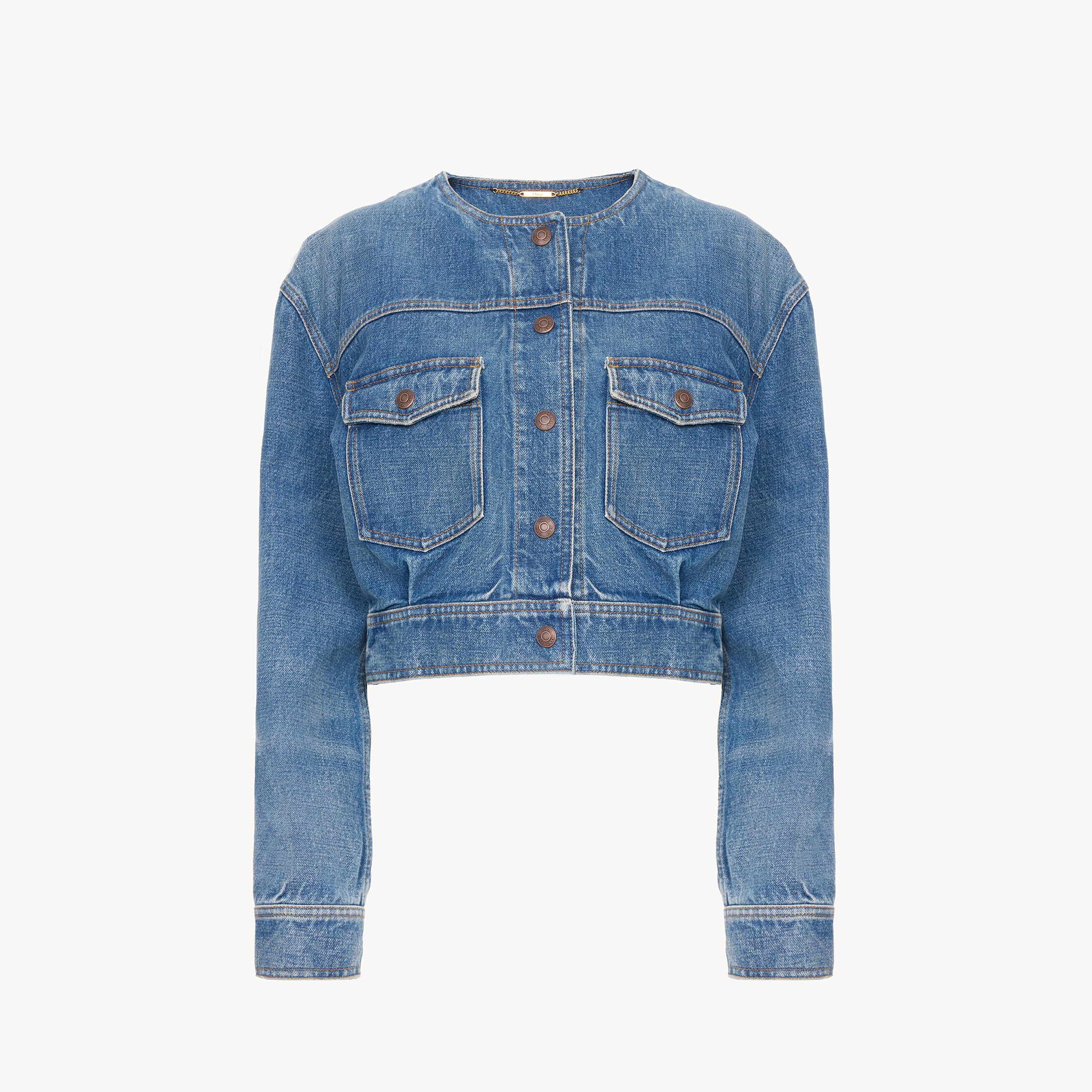 Chloé Collarless cropped jacket in denim