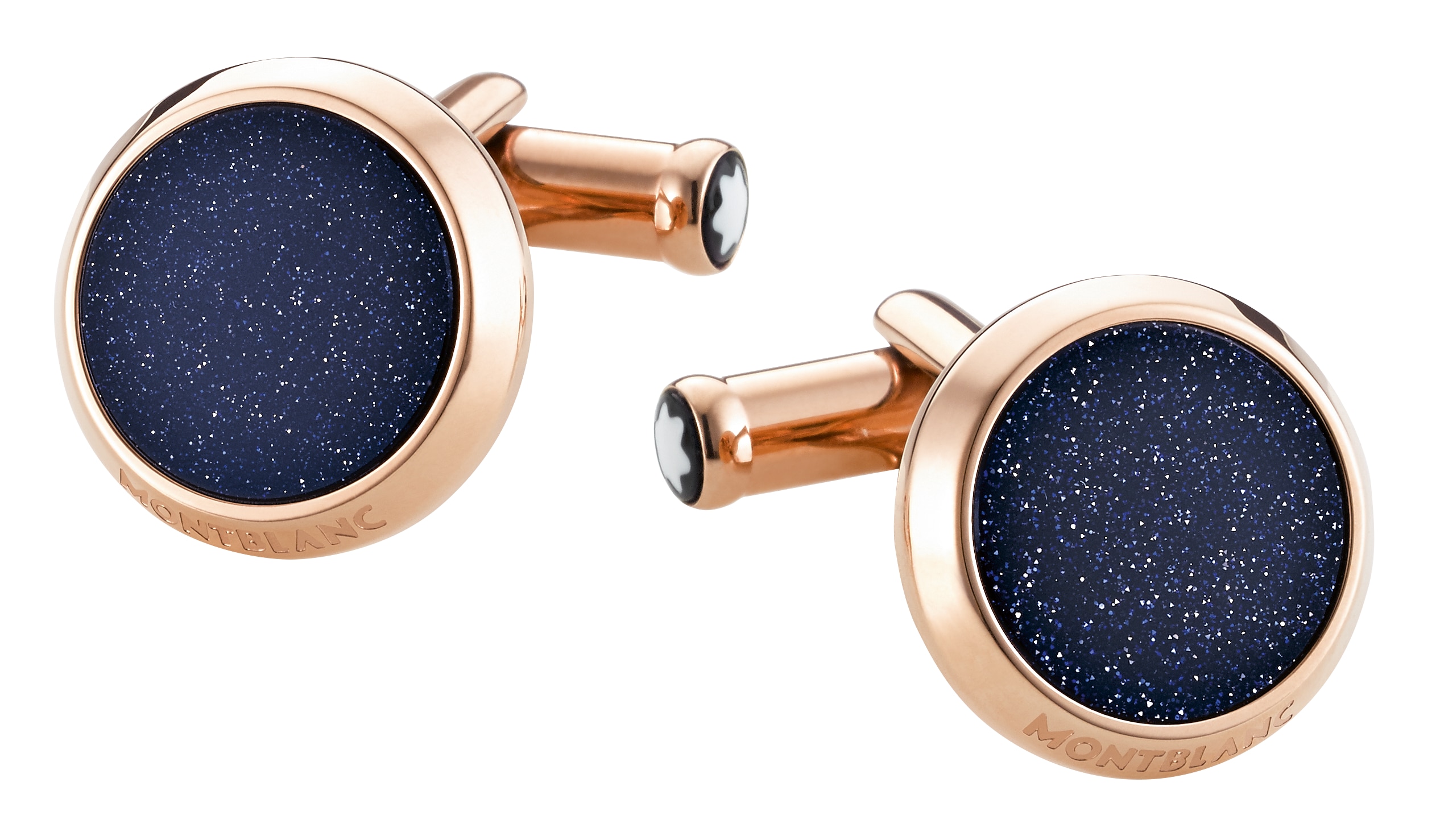 Montblanc - Meisterstück Cufflinks With Goldstone Inlay - Stainless Steel - Mb112908 - Cufflinks Men's Blue