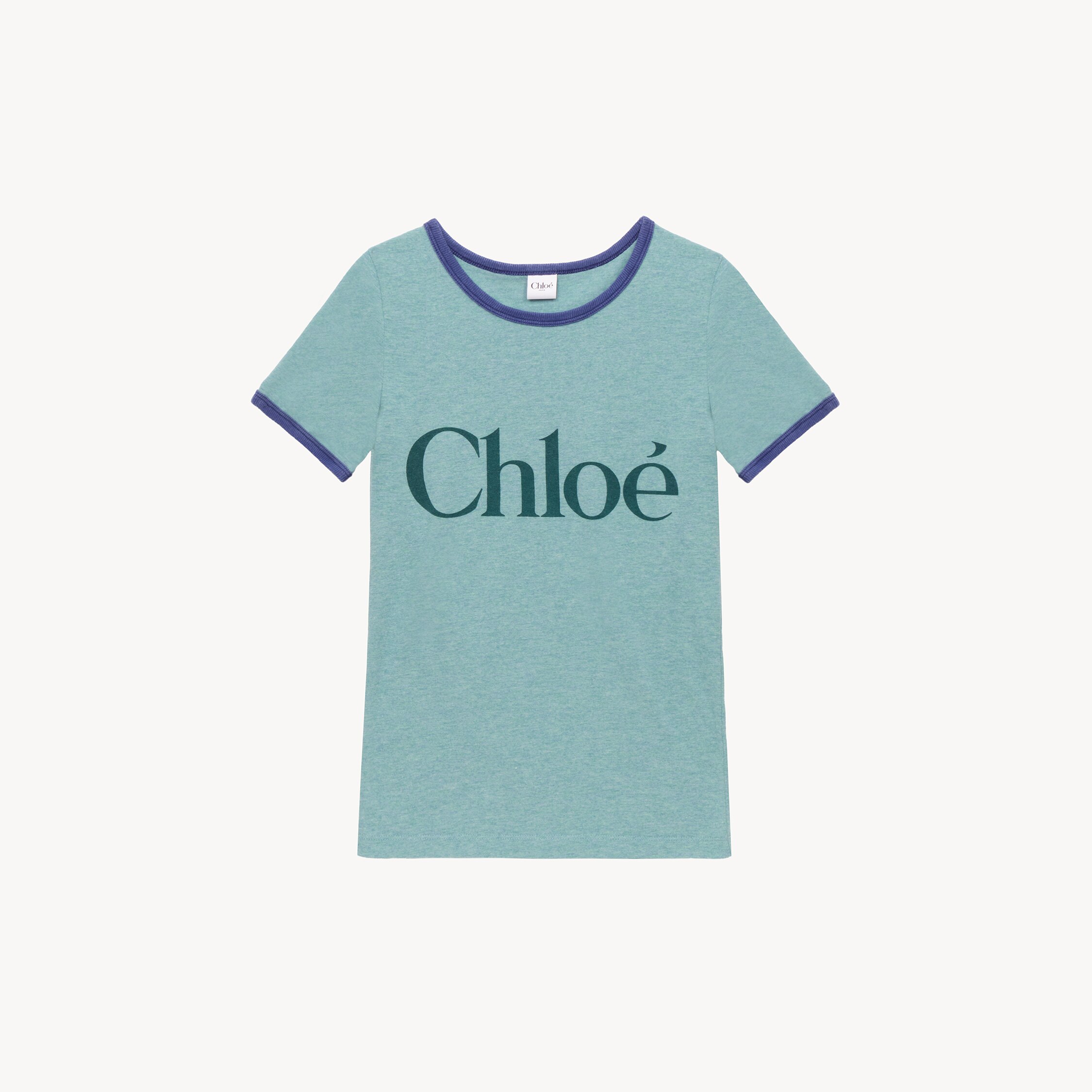 Chloé Fitted Logo T-shirt In Cotton-mix Jersey In Green
