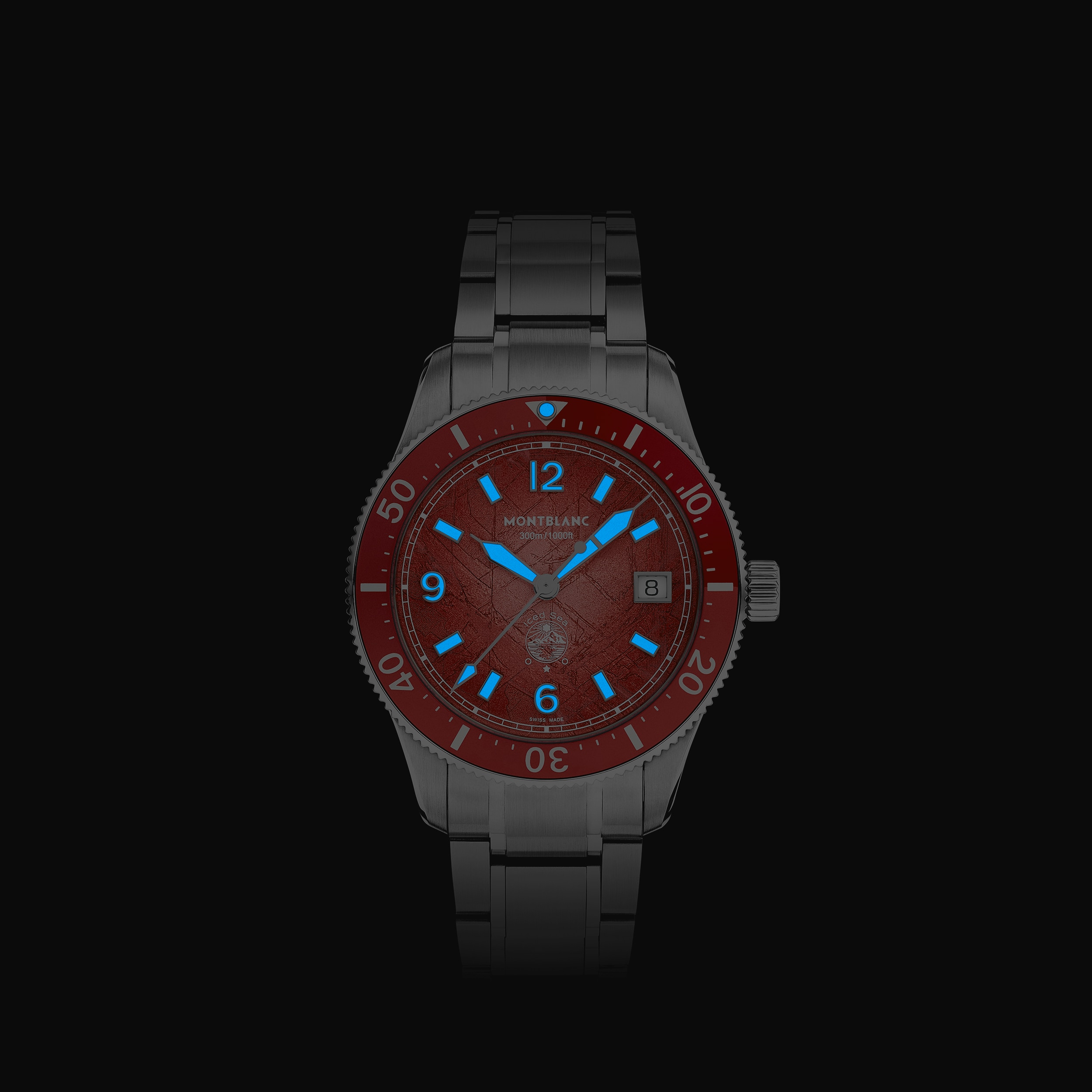 Montblanc - Montblanc Iced Sea Automatic Date 0 Oxygen Limited Edition - 300 Exemplare - Coral Colour - Stahl, Aluminium - Mb135762 - Uhr 