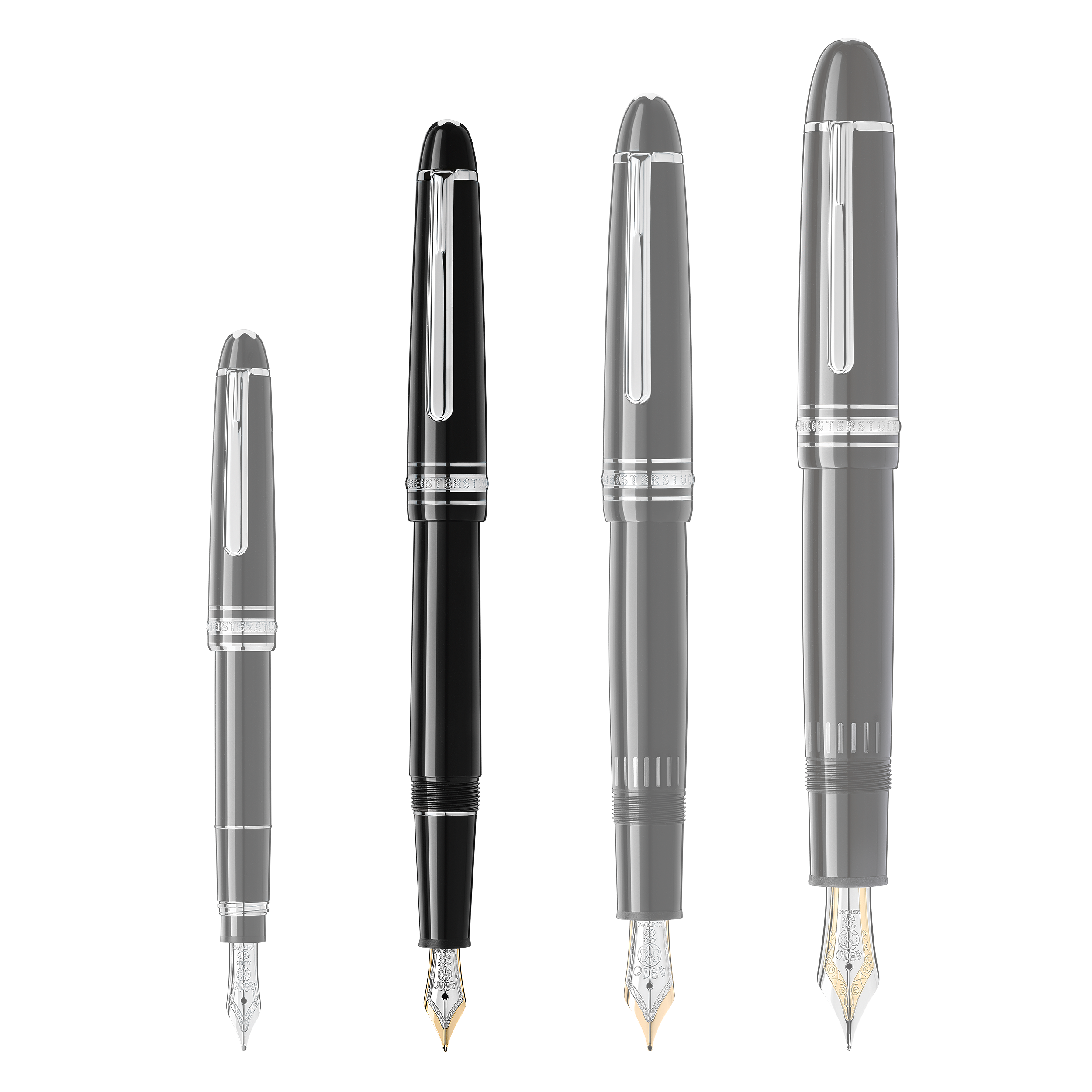  Montblanc - Platinumbeschichteter Meisterstück Classique Füllfederhalter - Schwarz - Edelharz - Mb132466 - Füllfederhalter 