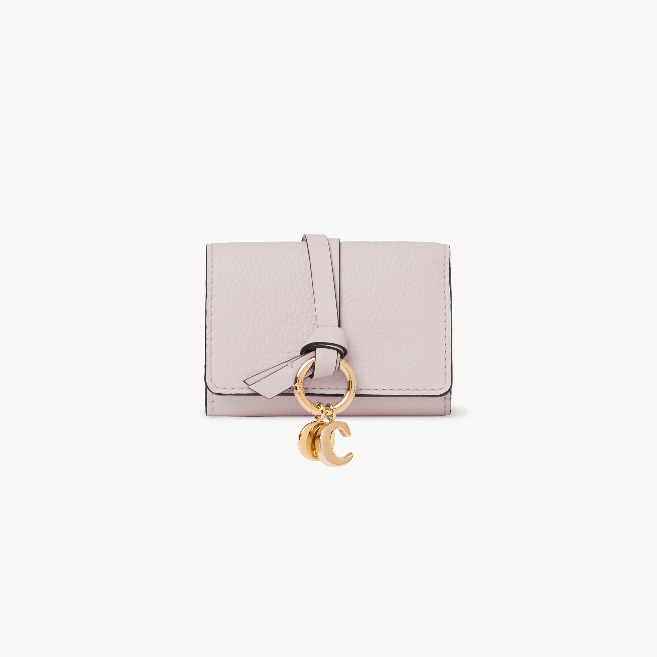 Chloé Mini Alphabet Tri-fold In Grained Leather In Pink