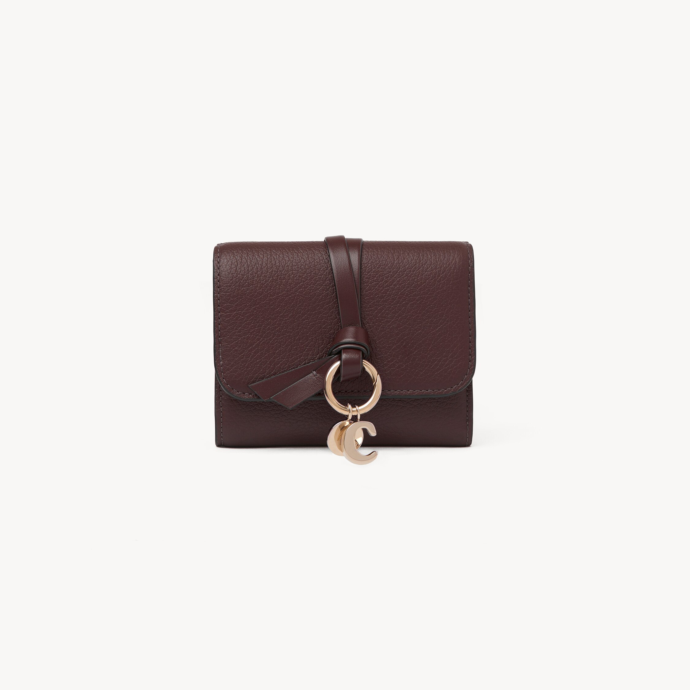 Chloé Small Alphabet Tri-fold In Grained Leather In Brown