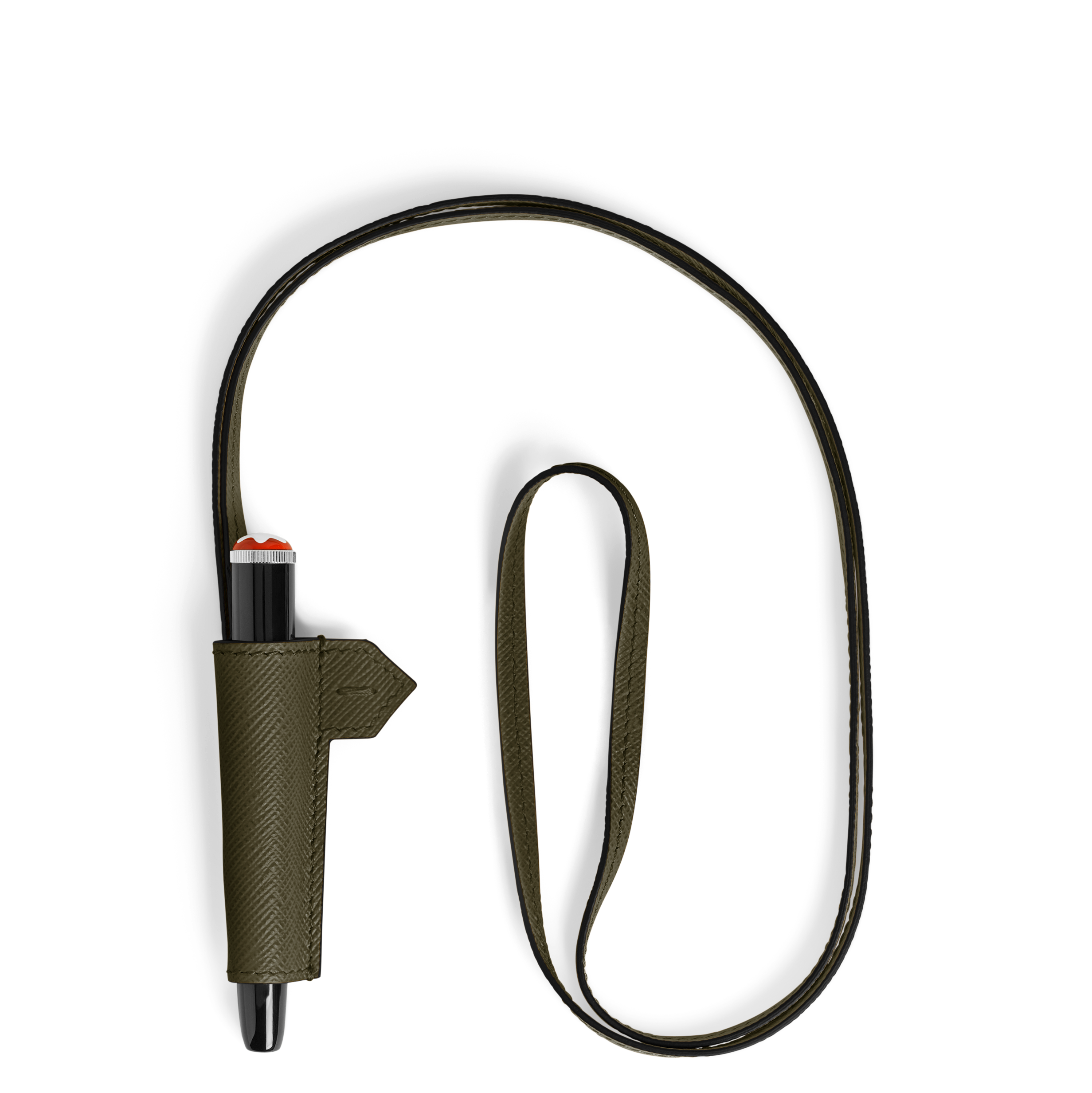  Montblanc - Collier Boucle Pour 1 Instrument D’écriture En Cuir Sartorial - Kaki - Cuir - Mb221648 - Trousses Pour Stylos 