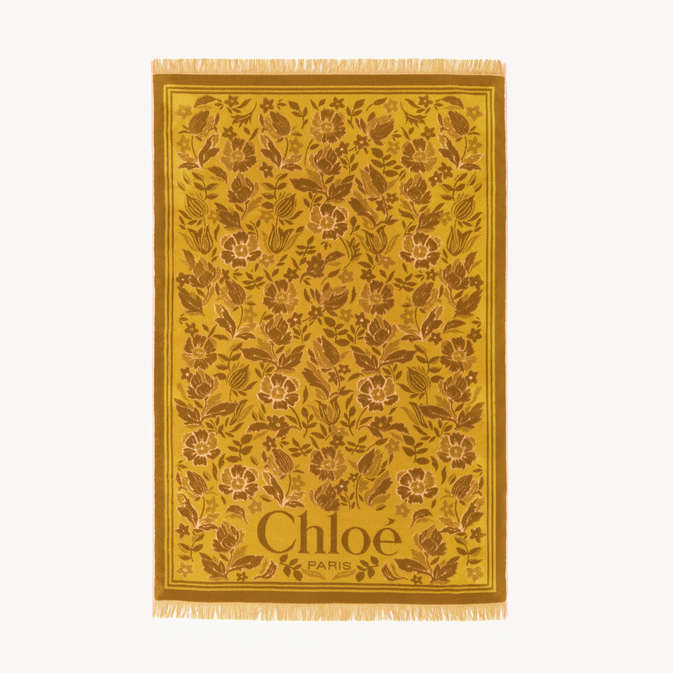 Chloé Cotton Toweling Scarf With Floral Jacquard Motif In Multi