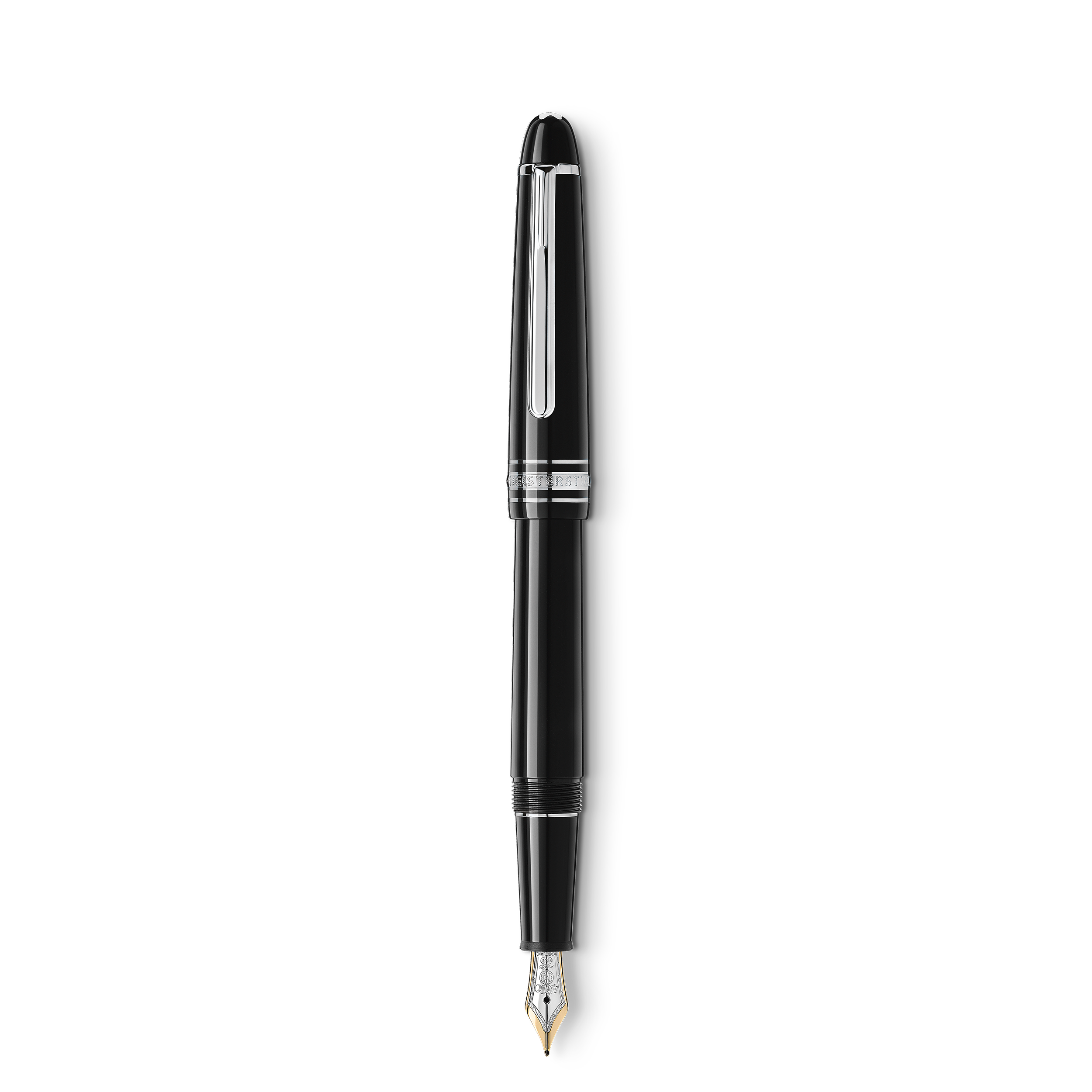  Montblanc - Platinumbeschichteter Meisterstück Classique Füllfederhalter - Schwarz - Edelharz - Mb132583 - Füllfederhalter 