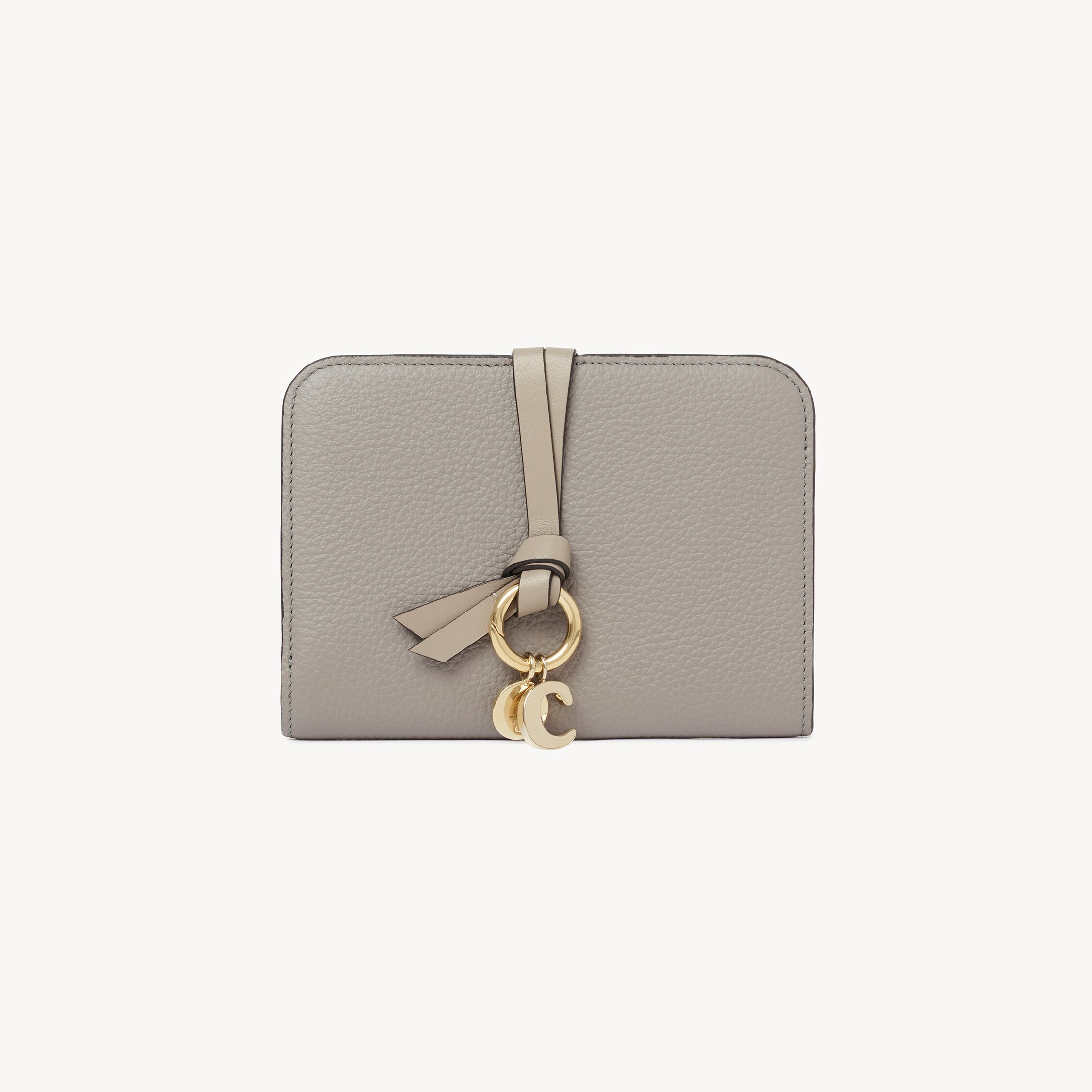 Chloé Alphabet Bifold Wallet In Grained Leather In Gray