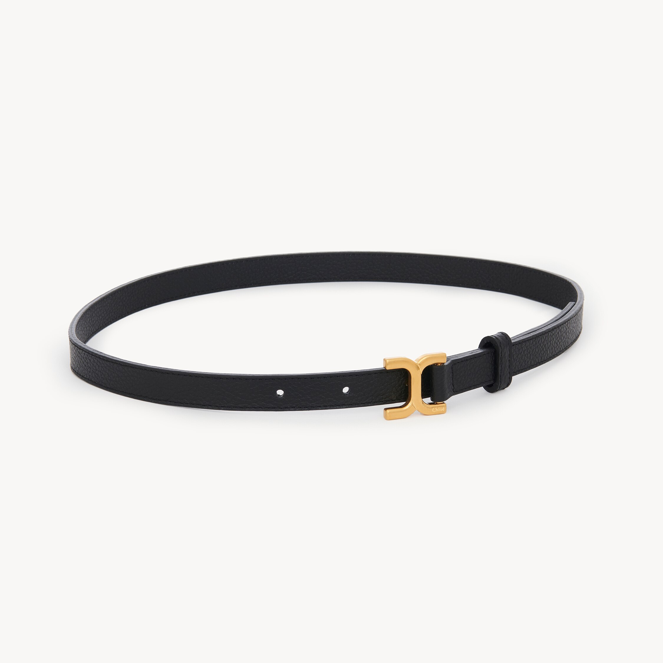Chloé Marcie Logo Buckle Leather Belt In Black 001