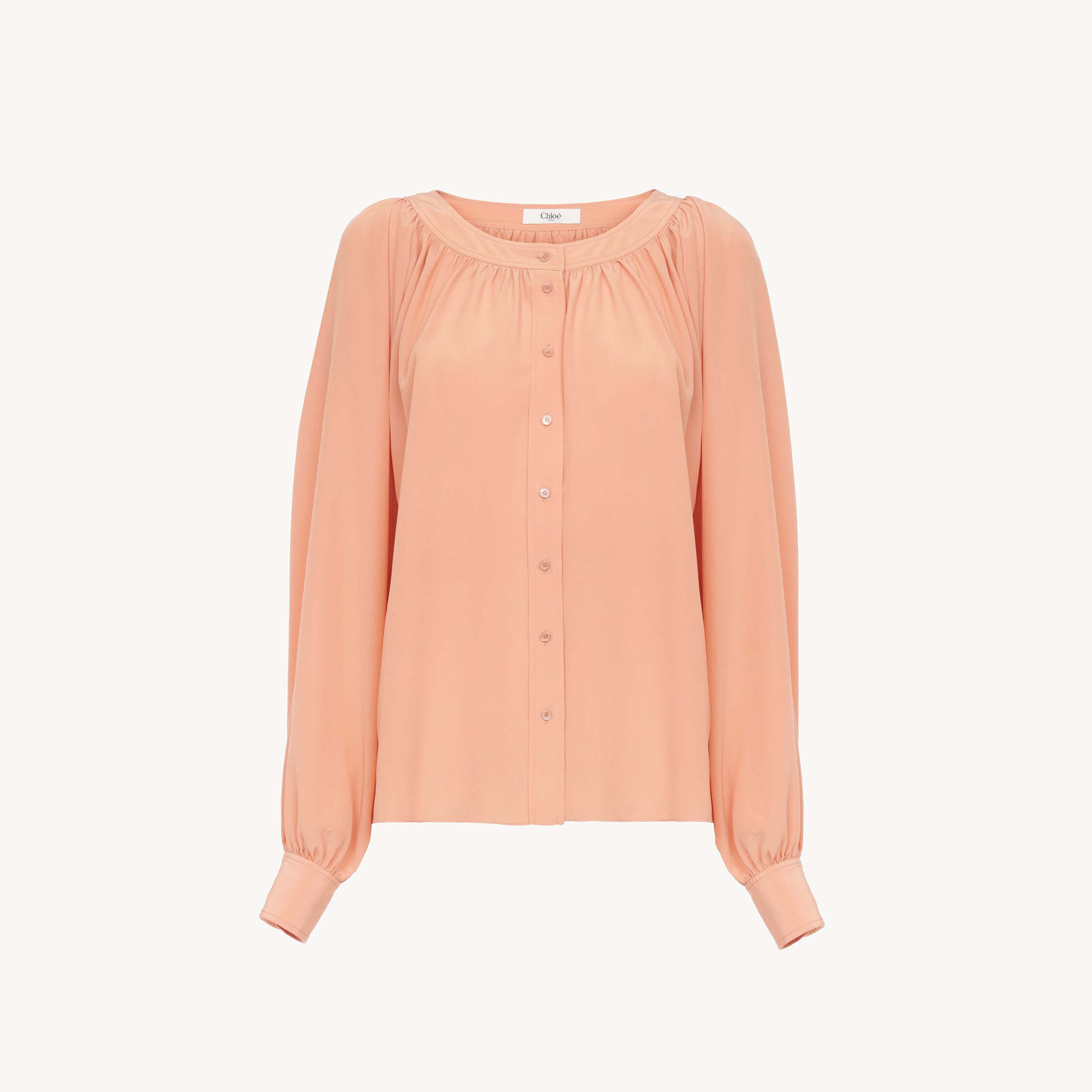 Chloé Scoop-neck Blouse In Crêpe De Chine In Orange
