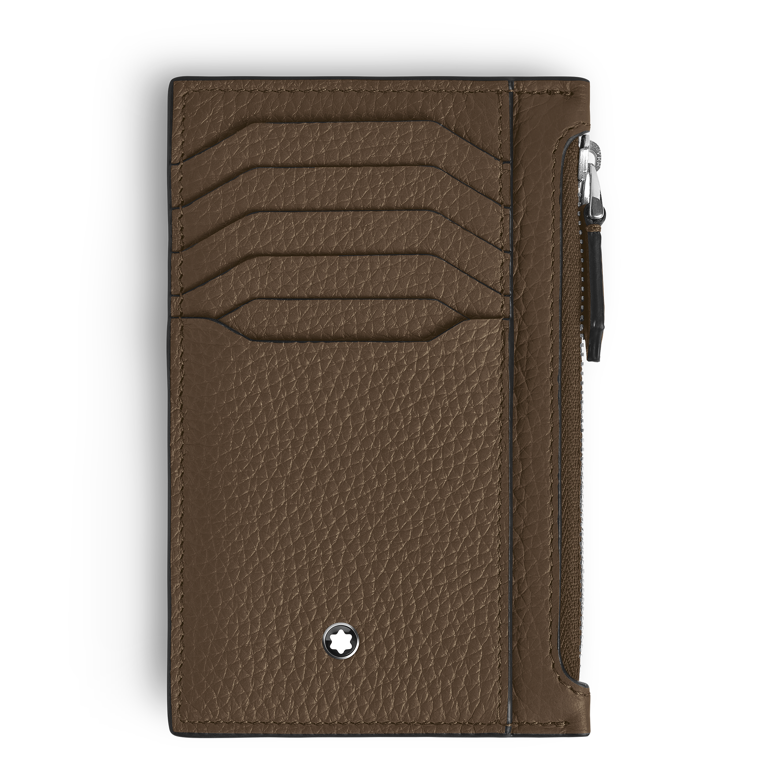 Montblanc - Card Holder 8Cc With Zip In Grain Leather - Leather - Mb220223 - Card Holders   Noisette