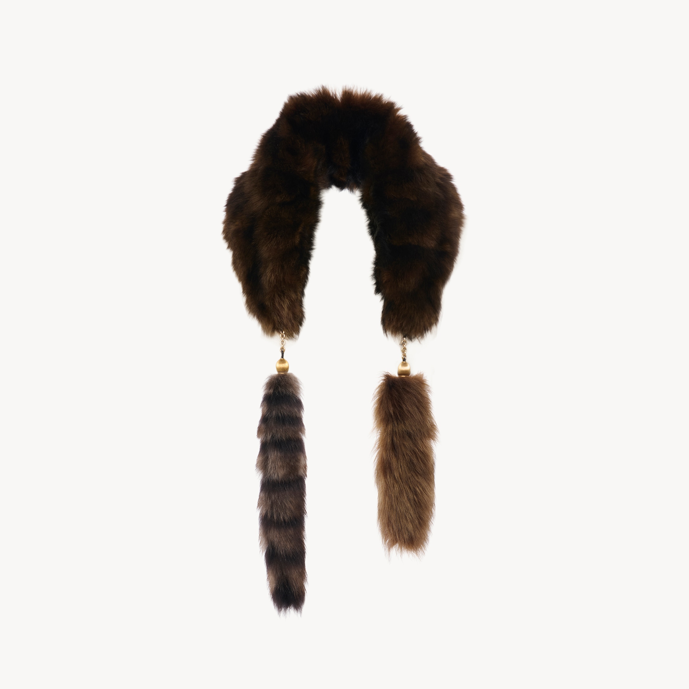 Chloé - The Treasure Tails scarf in shearling - Bold Brown - Single Size - Domestic Lamb
