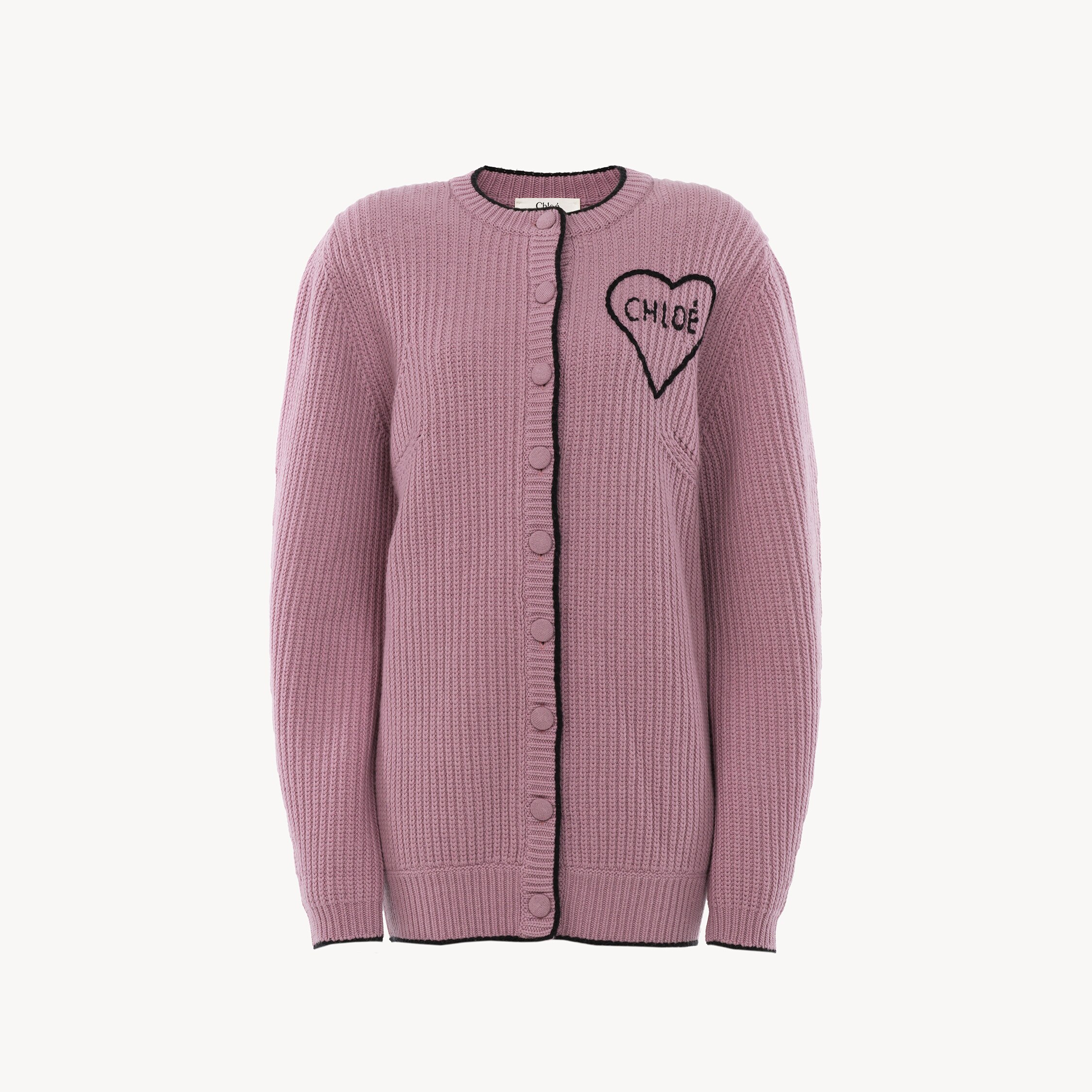 Chloé Generous Logo Cardigan In A Wool & Cashmere Knit In Pink