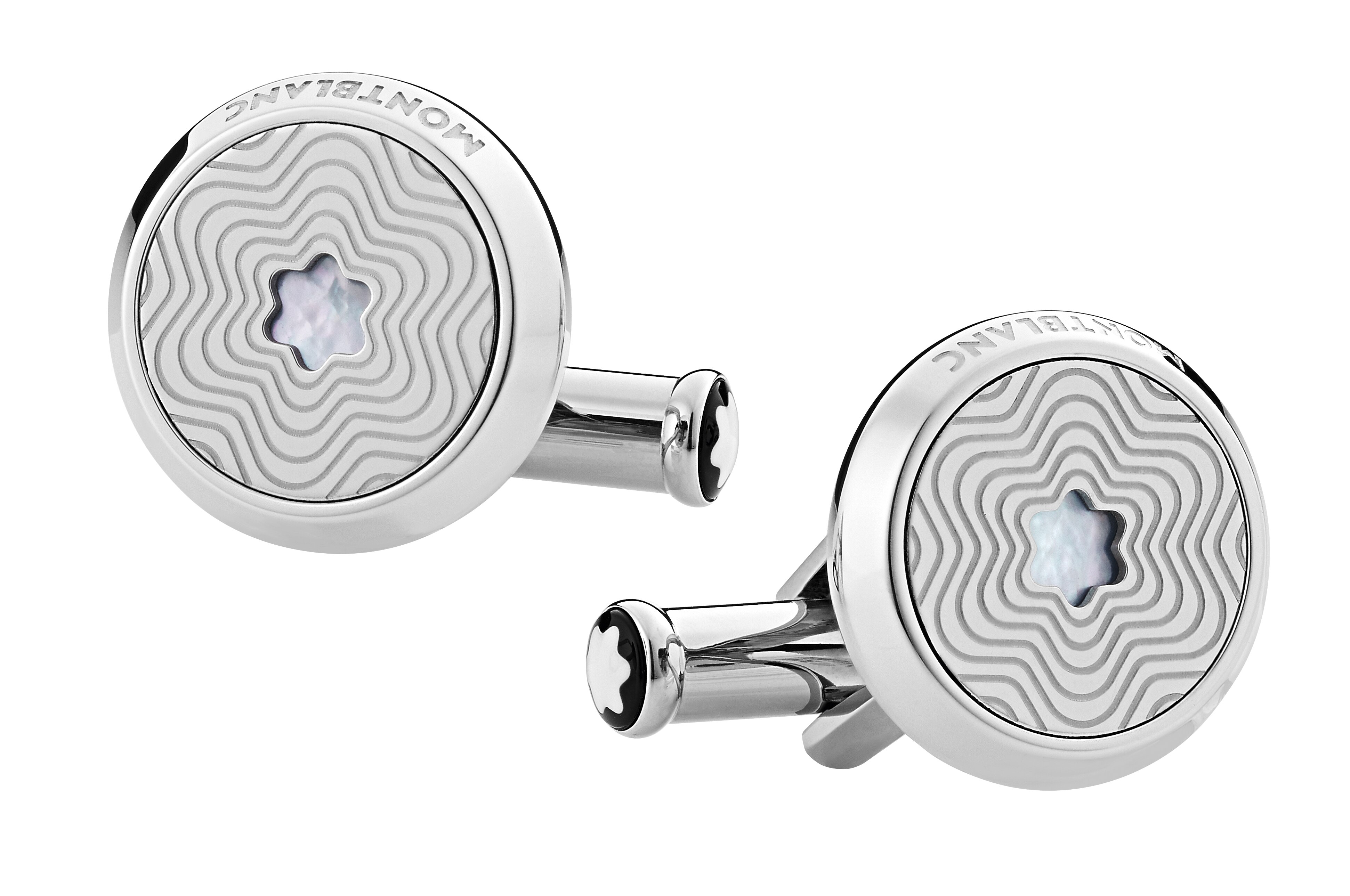  Montblanc - Gemelli Con Emblema A Forma Di Vetta Innevata In Madreperla - Acciaio Pregiato - Mb123808 - Gemelli 