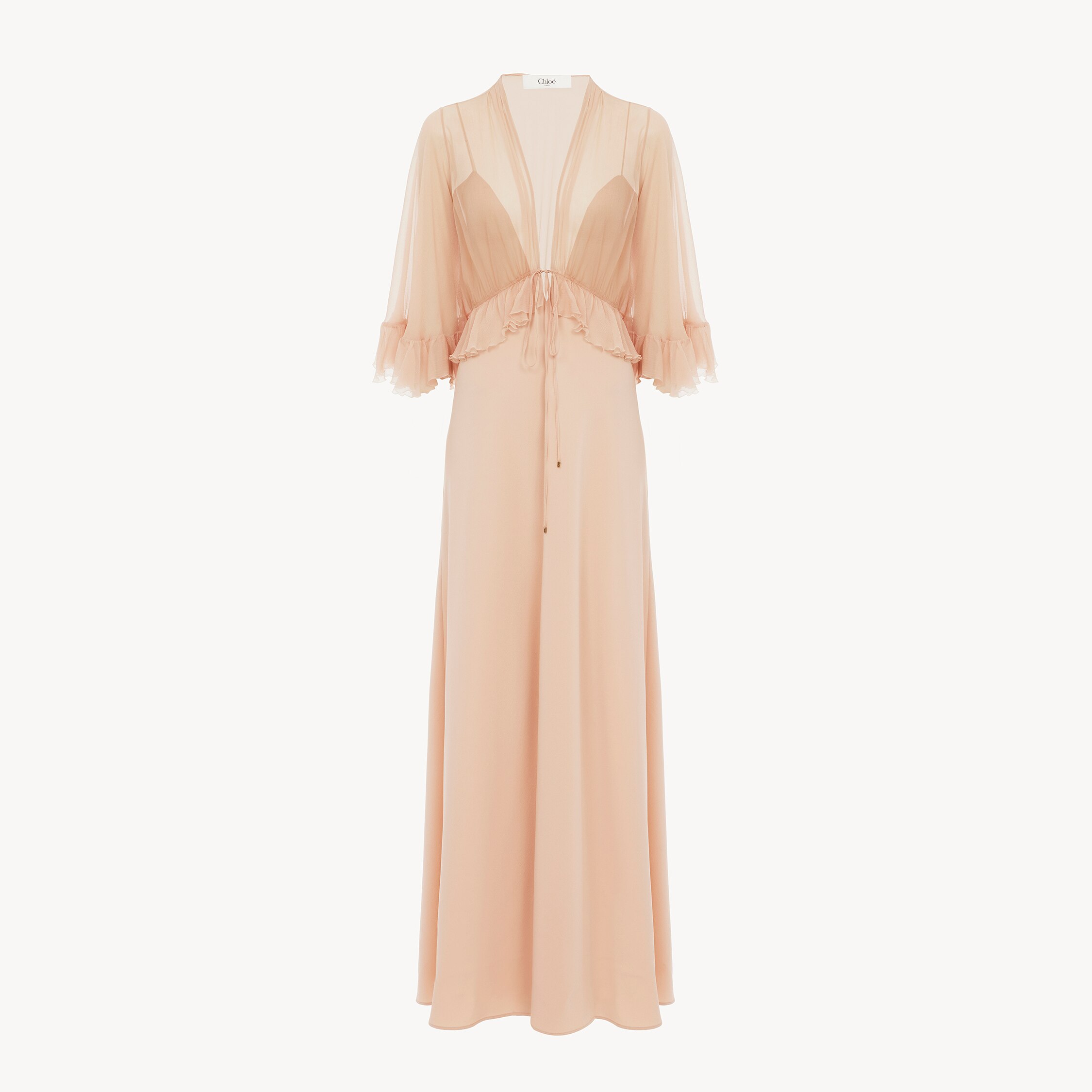 Chloé Ruffled Silk-crepon And Crepe Maxi Dress In Pink