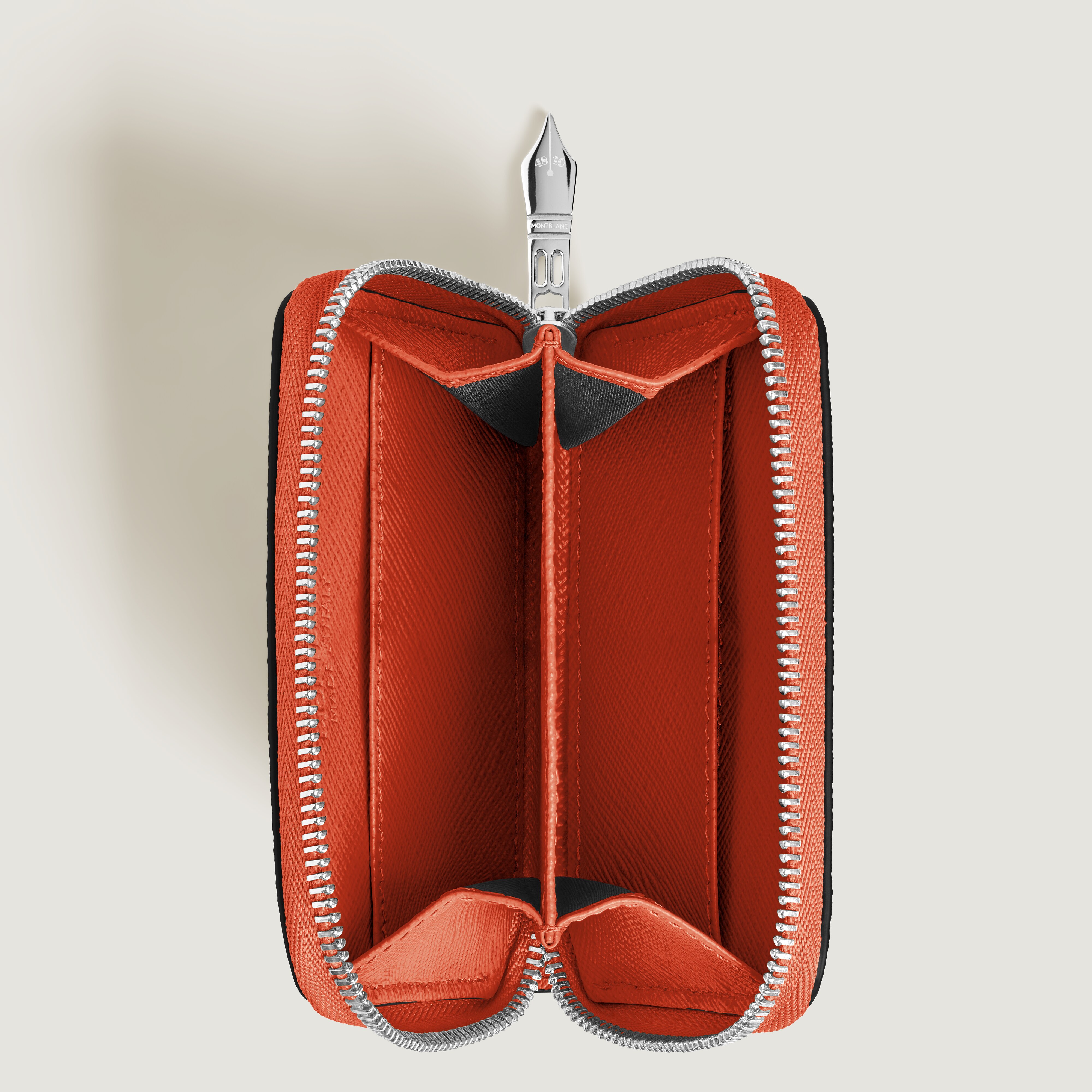  Montblanc - Mini Portefeuille 2cc Zippé En Cuir Sartorial - Mandarine - Cuir - Mb221340 - Portefeuilles 
