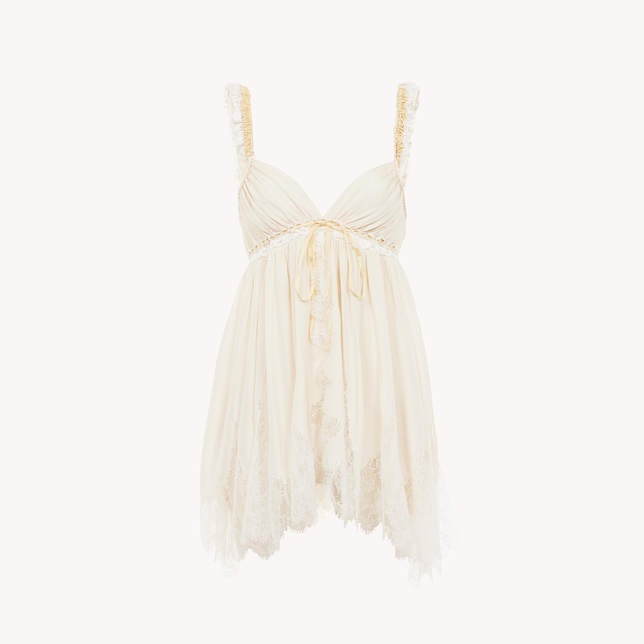 Chloé Sleeveless Top In Washed Silk Pongé & Lace In White
