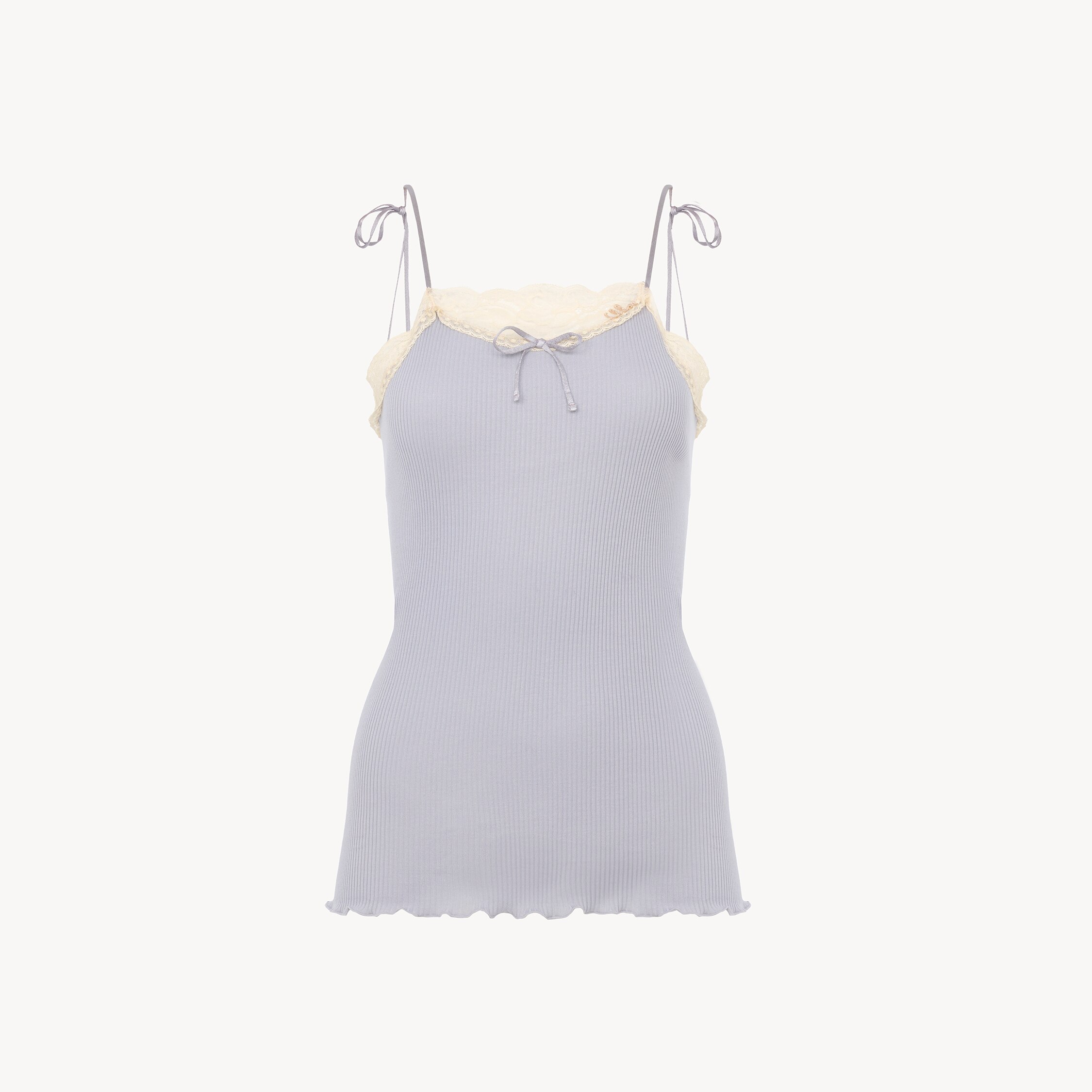 Chloé Thin-strap tank top in cotton jersey & lace