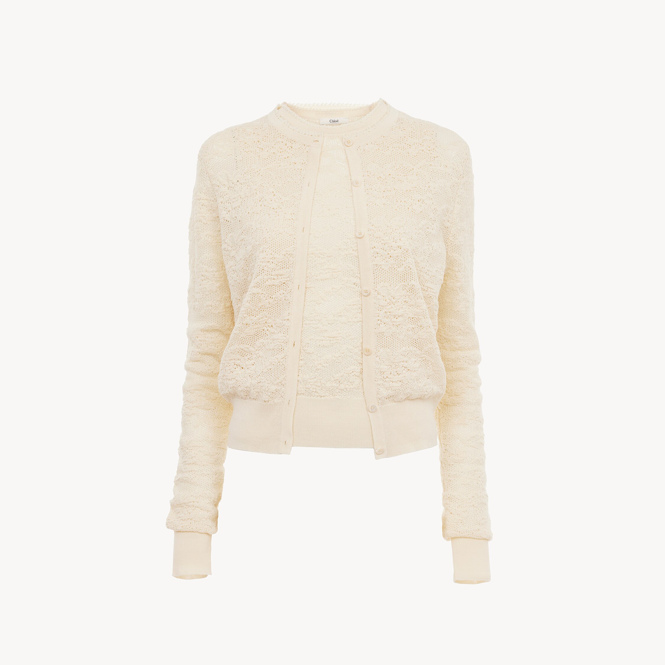 Chloé Twin Set In Cotton-silk Knit In Neutral