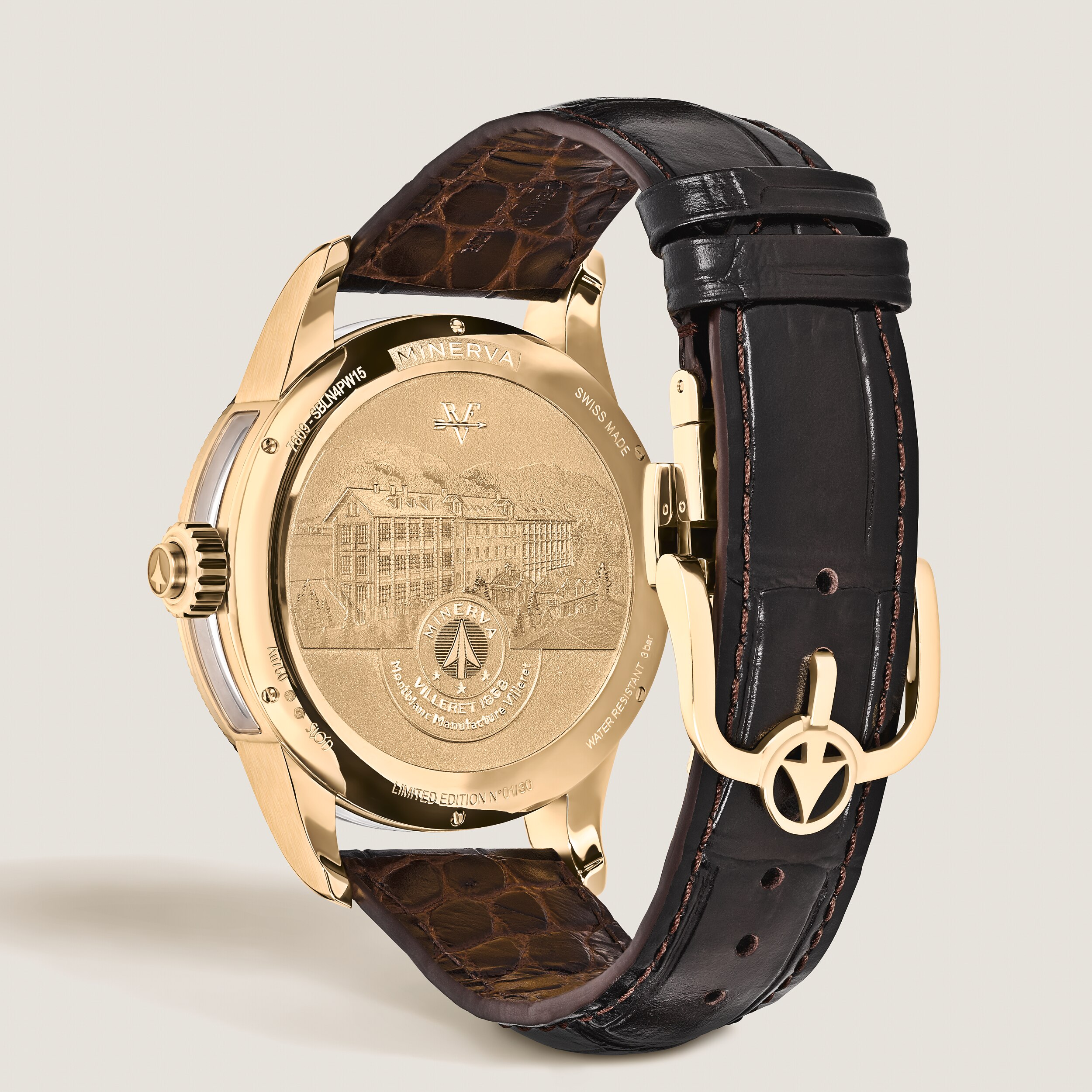  Montblanc - Minerva The Unveiled Chronograph Limited Edition - 30 Exemplare - Braun - Gelbgold - Mb136352 - Uhr 