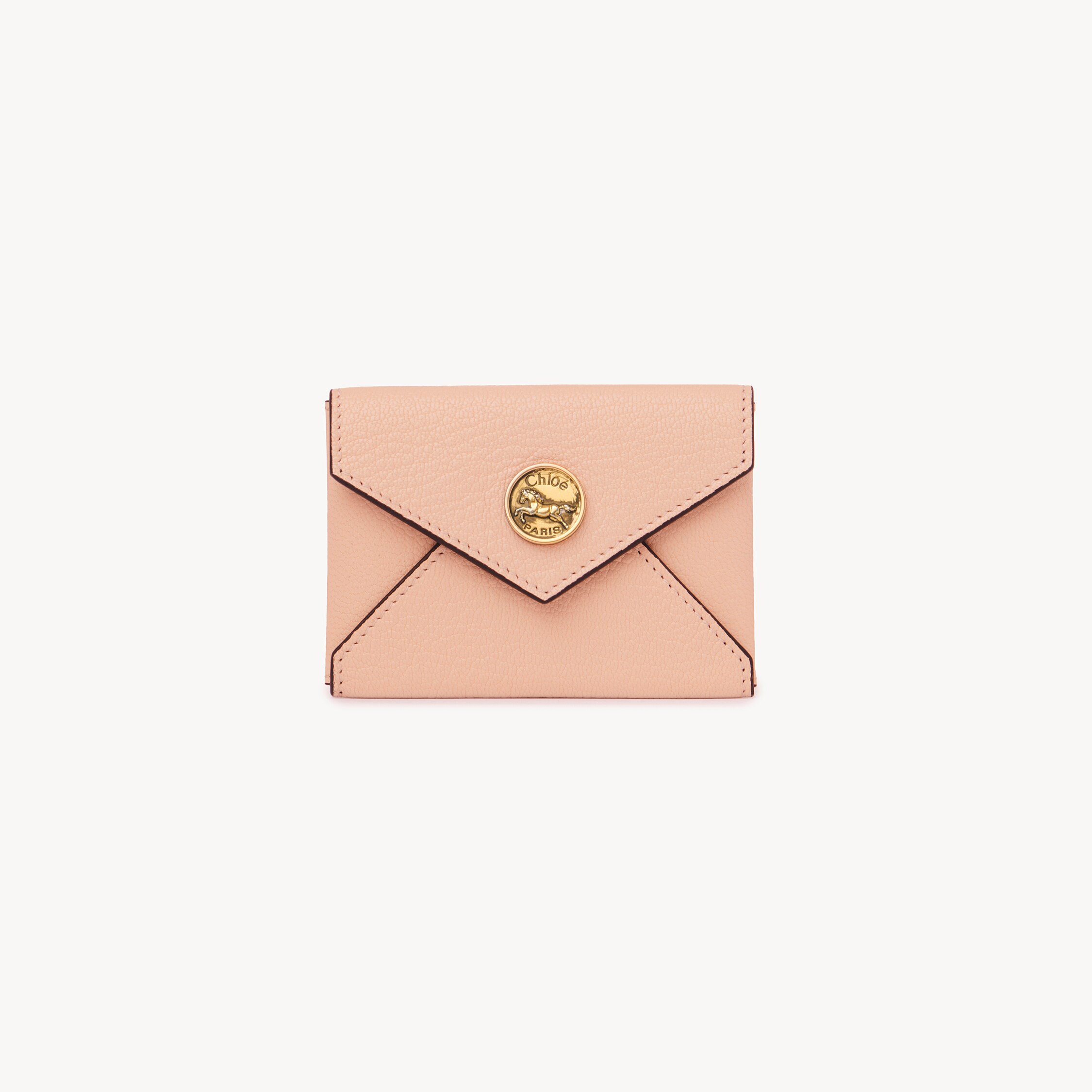 Chloé Envelope Card Holder In Grained Leather In Pink