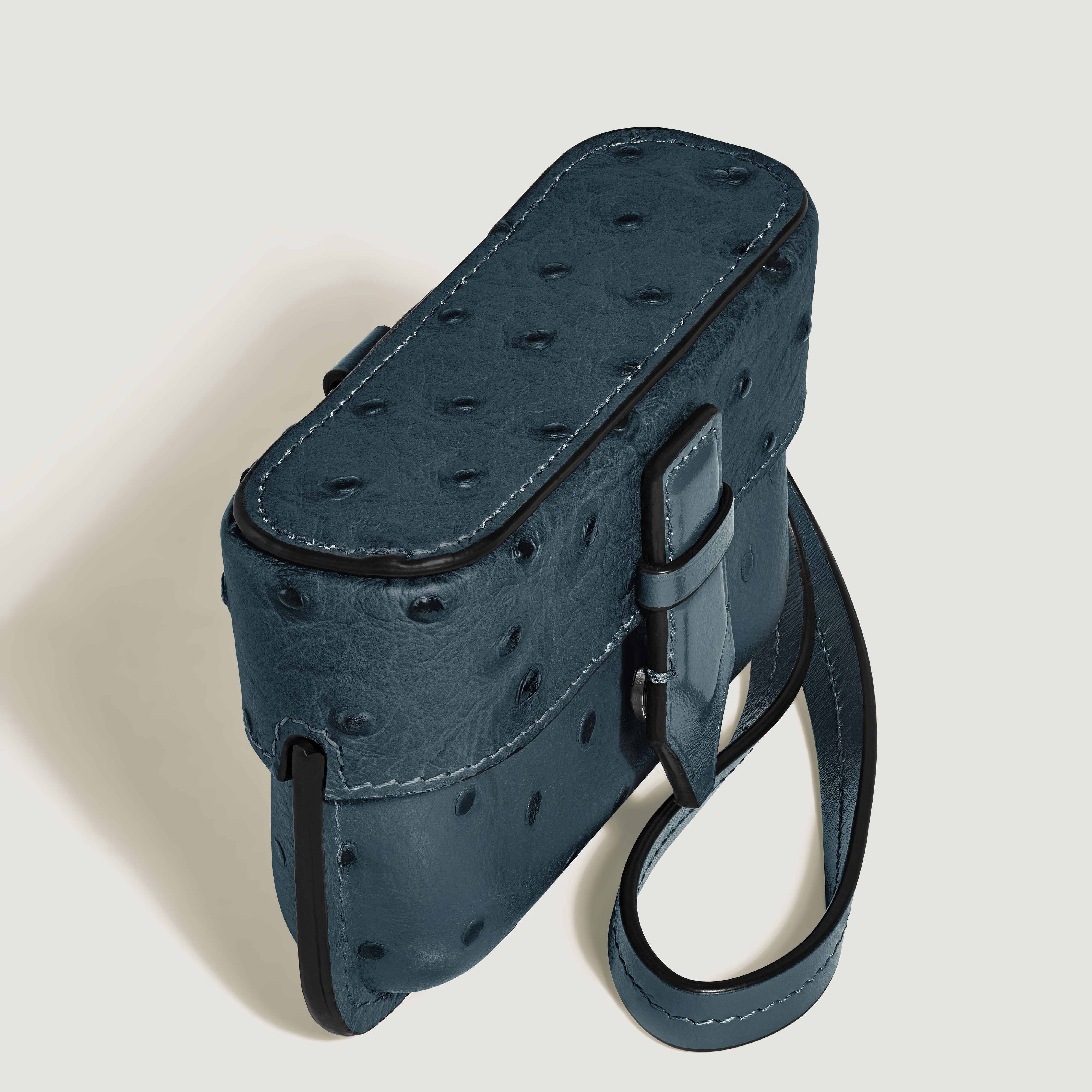  Montblanc - Nib Estuche Para Accesorios Con Bandolera De Piel Con Grabado Avestruz - Azul Terciopelo - Piel - Mb220477 - Accesorios Para Bolsos 