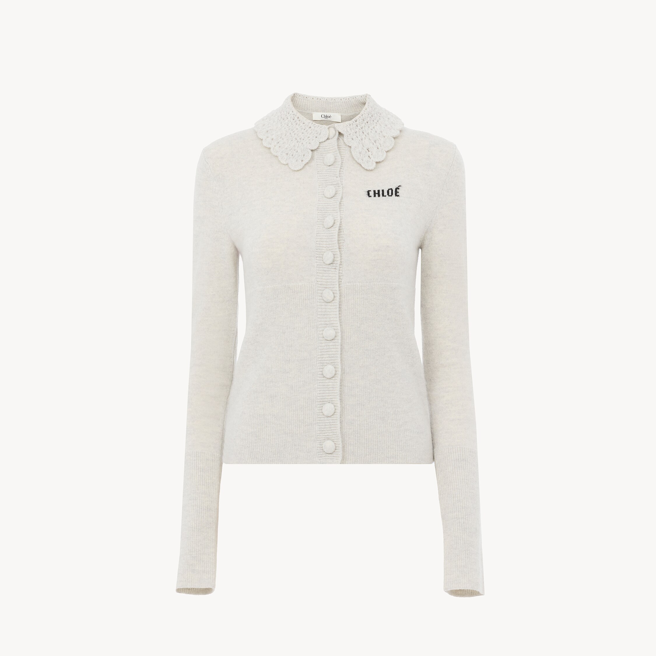 Chloé Cardigan Ajusté En Maille De Laine À Logo In White