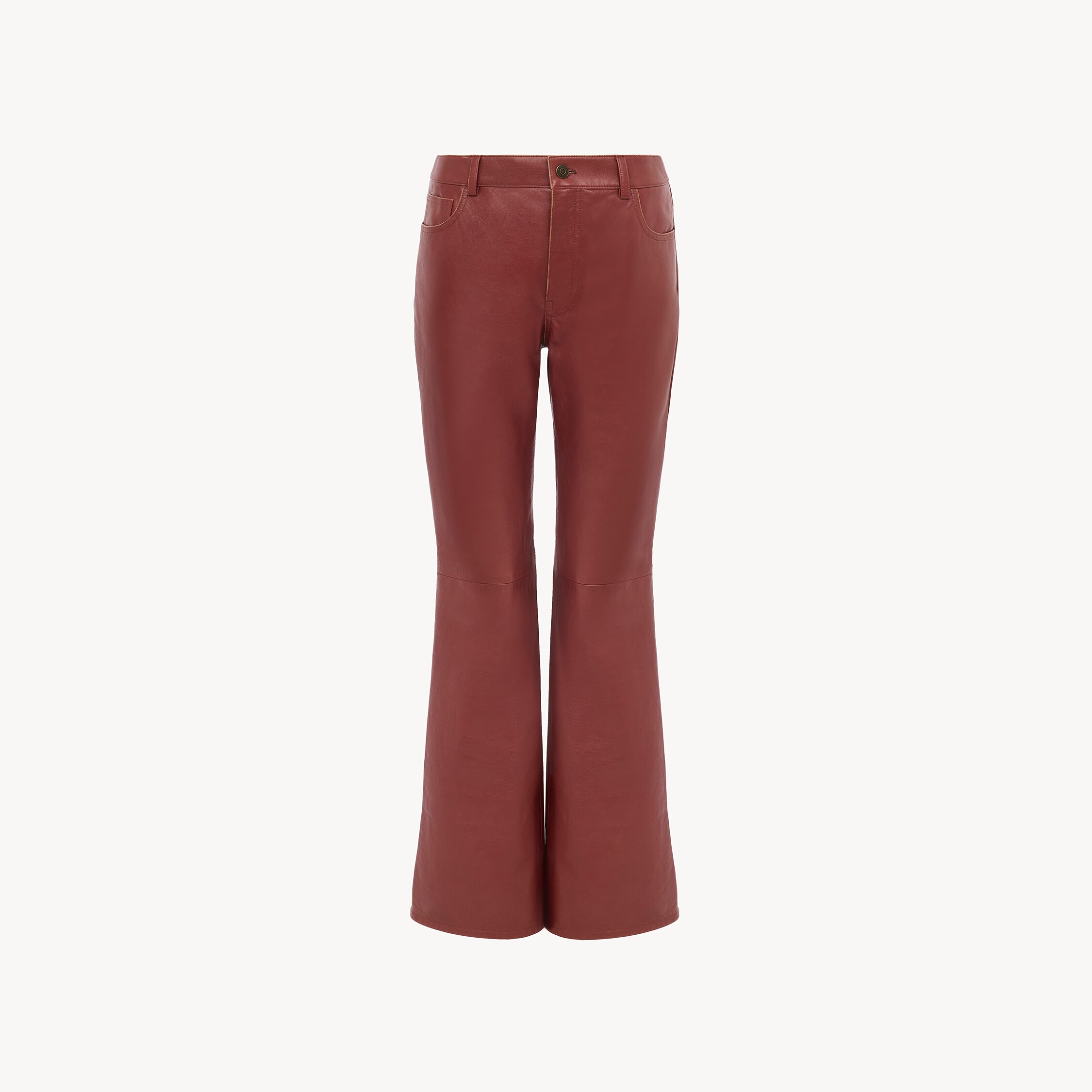 Chloé – Flared trousers in leather – Tawny Red – 44 – Domestic Lamb