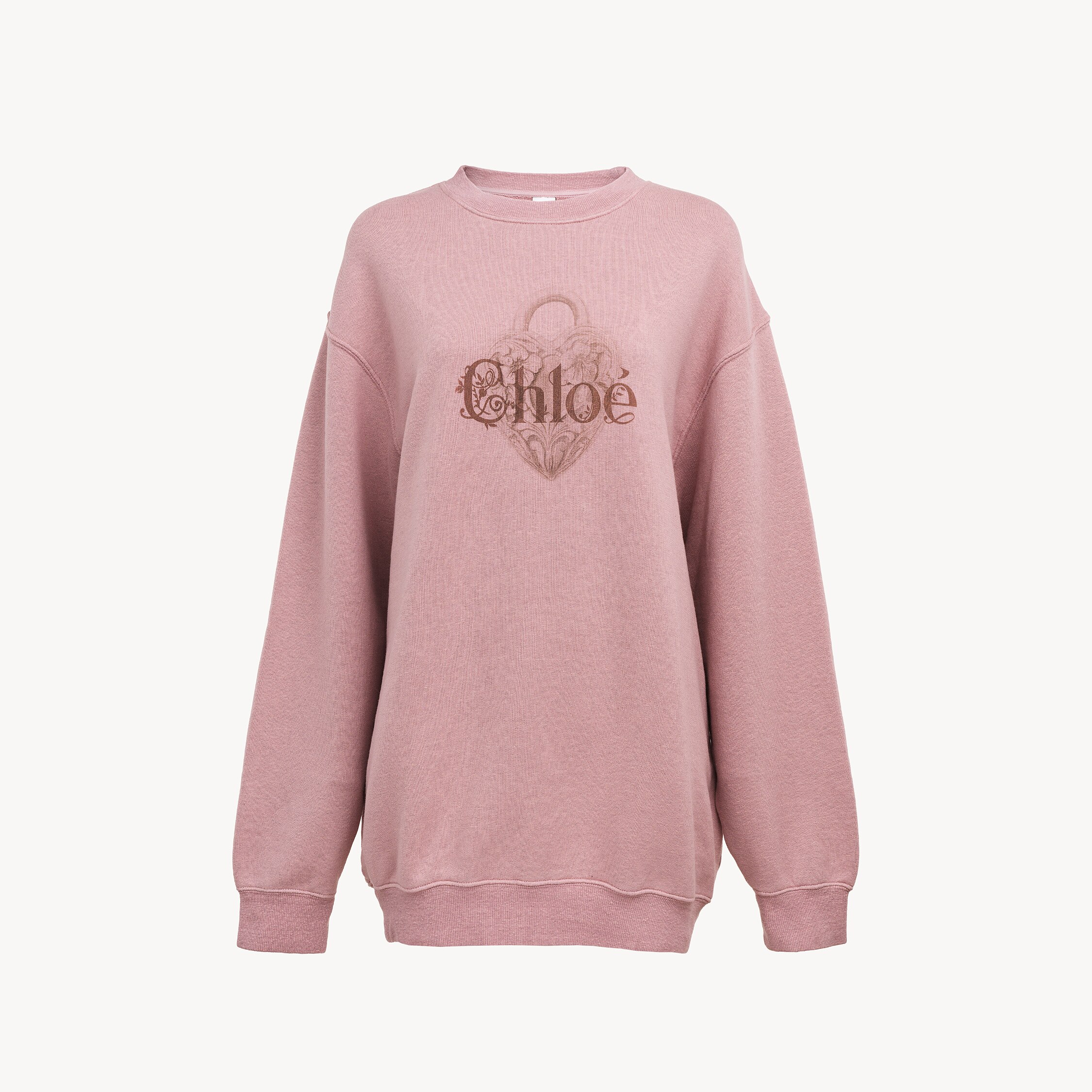 Chloé Sweat Oversize En Molleton Chiné À Logo In Pink