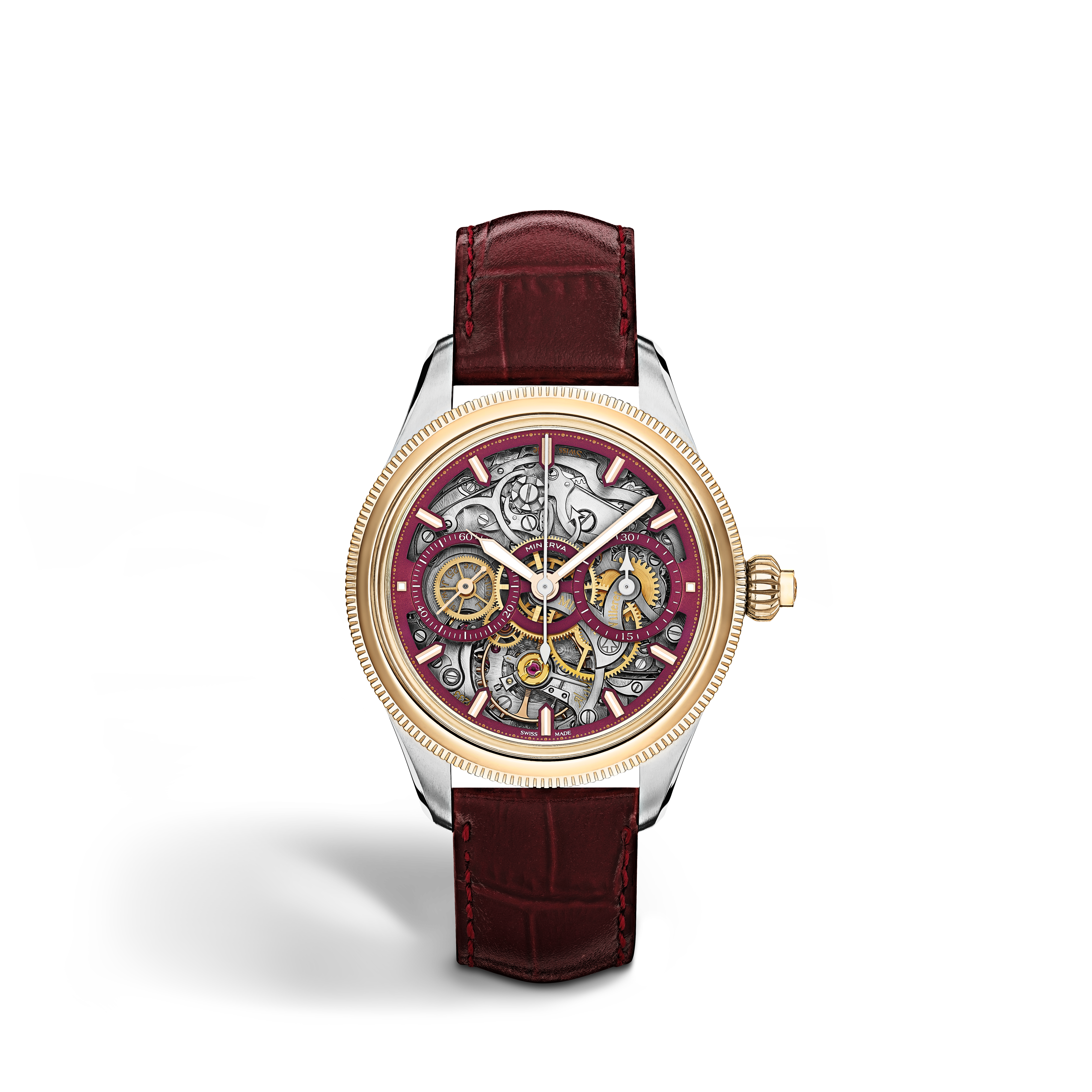 Montblanc - Minerva The Unveiled Secret Limited Edition - 58 Pièces - Couleur Vin - Or Rose 750/1000 - Acier - Mb136354 - Montre 