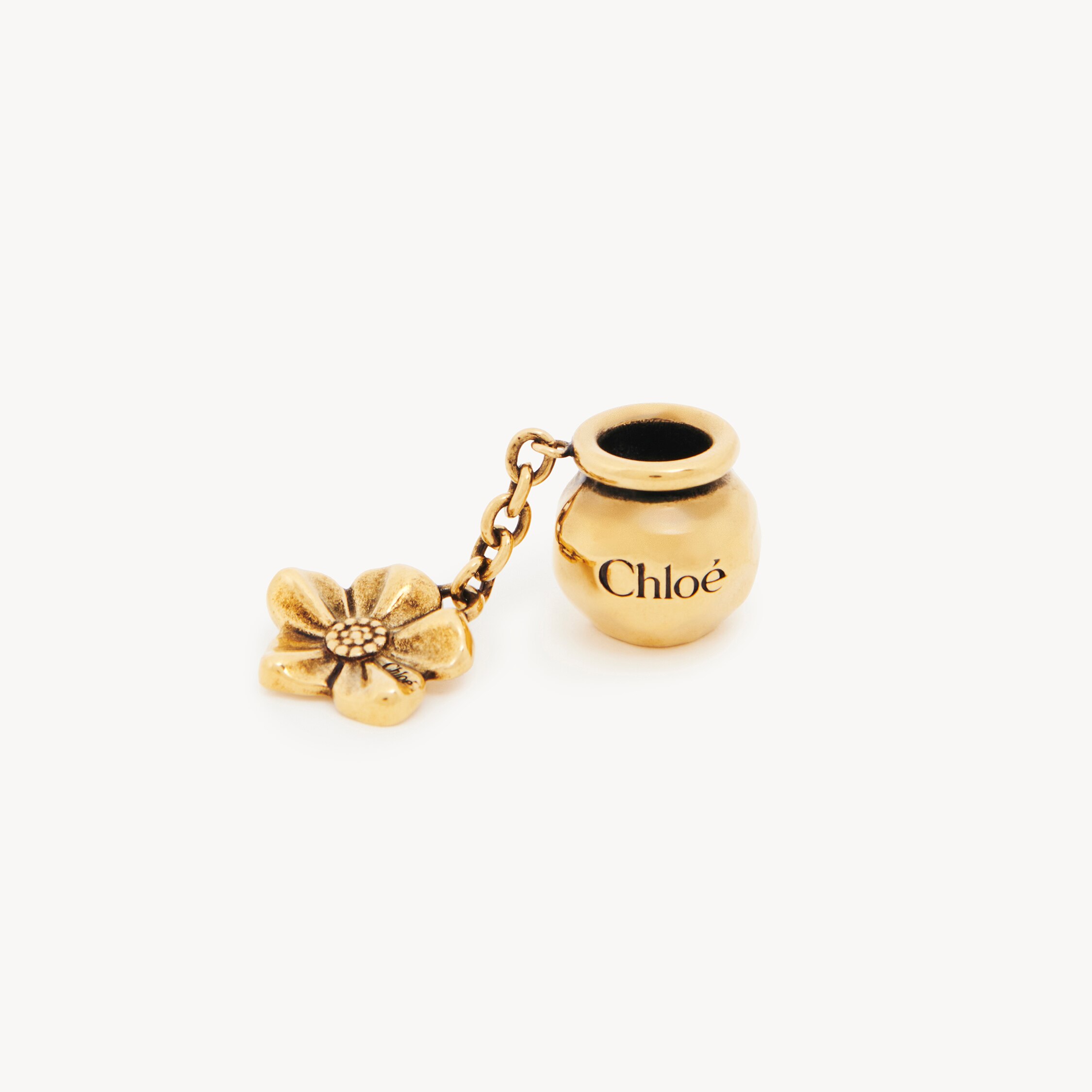 Chloé Sphere Flower Dice Charm For Bracelet Bag In Brass In Gold