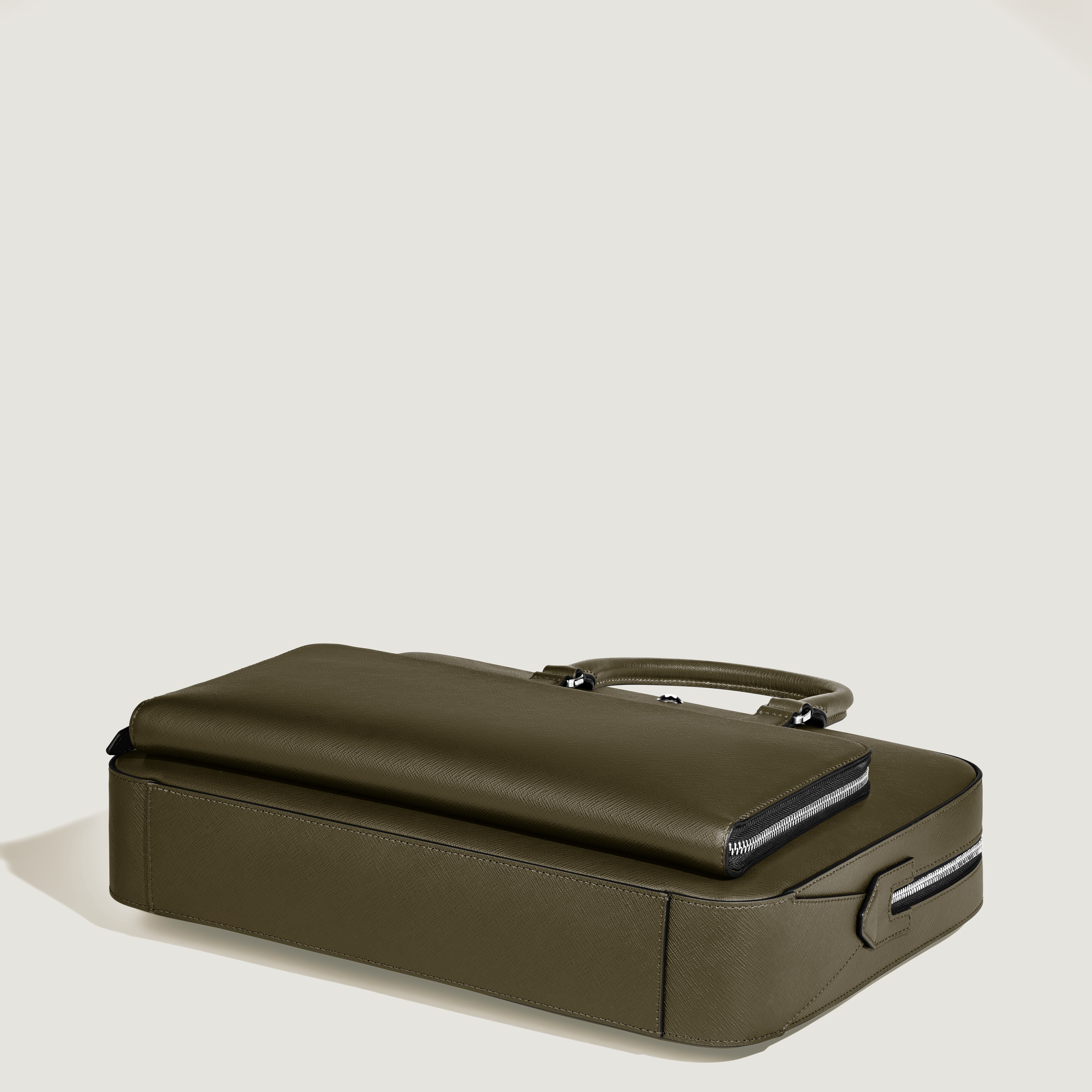  Montblanc - Portadocumenti Modello Medio Con Tasca In Pelle Sartorial - Kaki - Pellame - Mb221546 - Portadocumenti 