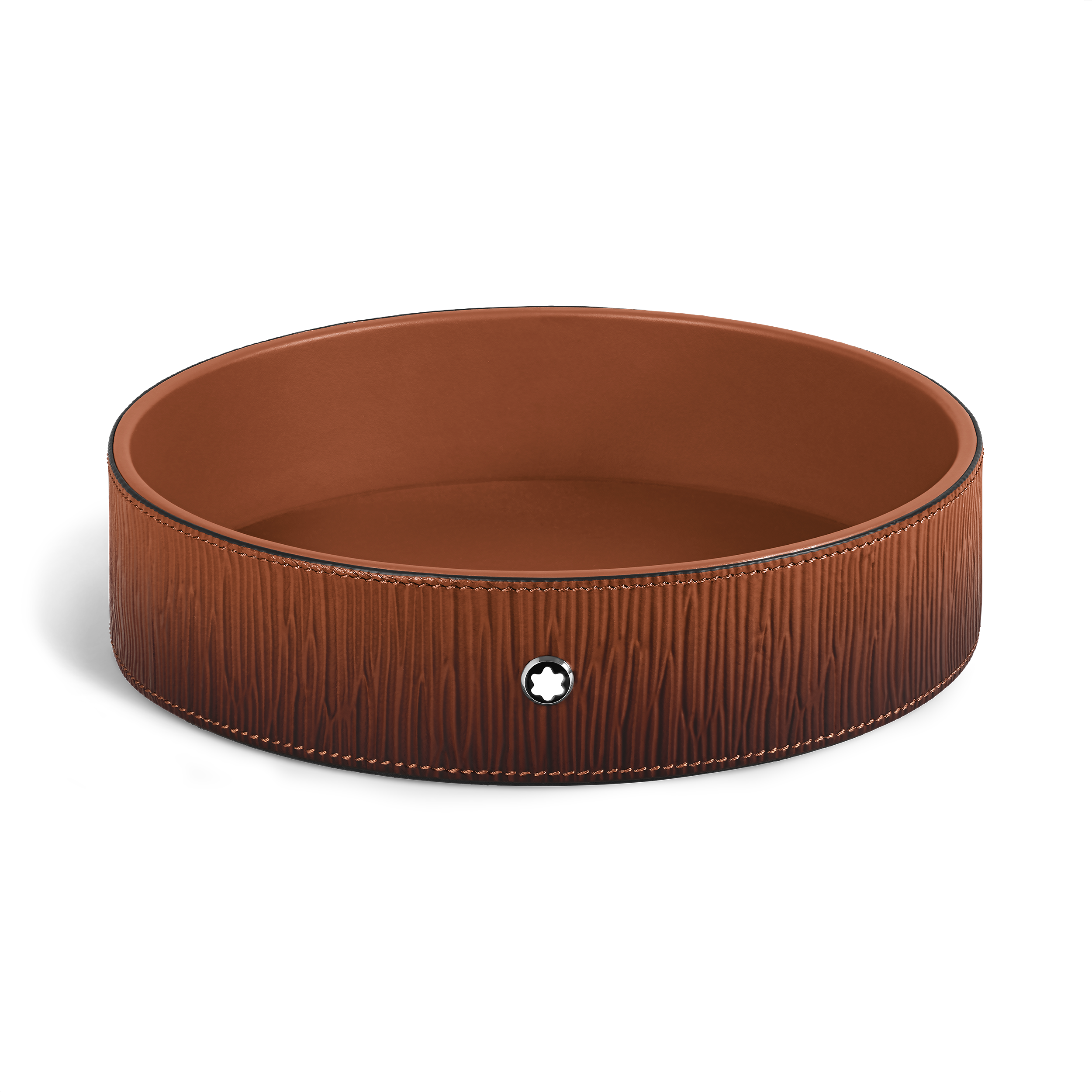 Montblanc - Large Round Desk Tray In Corteccia Sfumato Leather - Leather - Mb136775 - Trays   Fauve