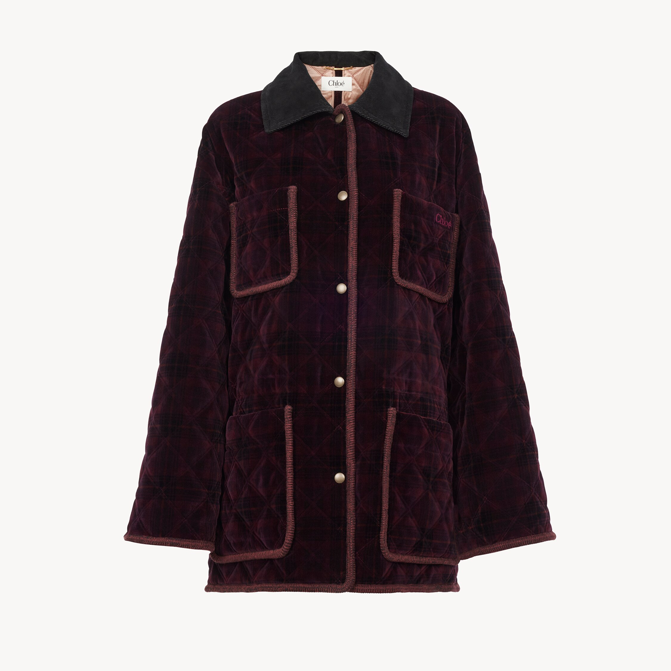 Chloé Padded short coat in check cotton
